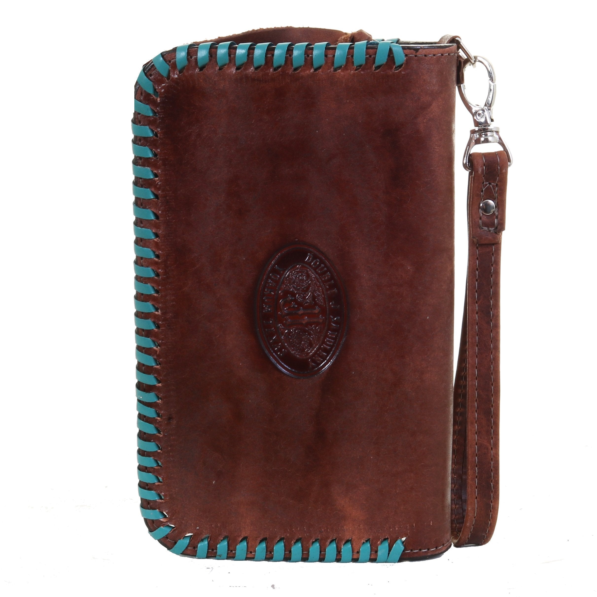 Co183 - Sunflower Tooled Pecan Vintage Clutch Organizer Handbag
