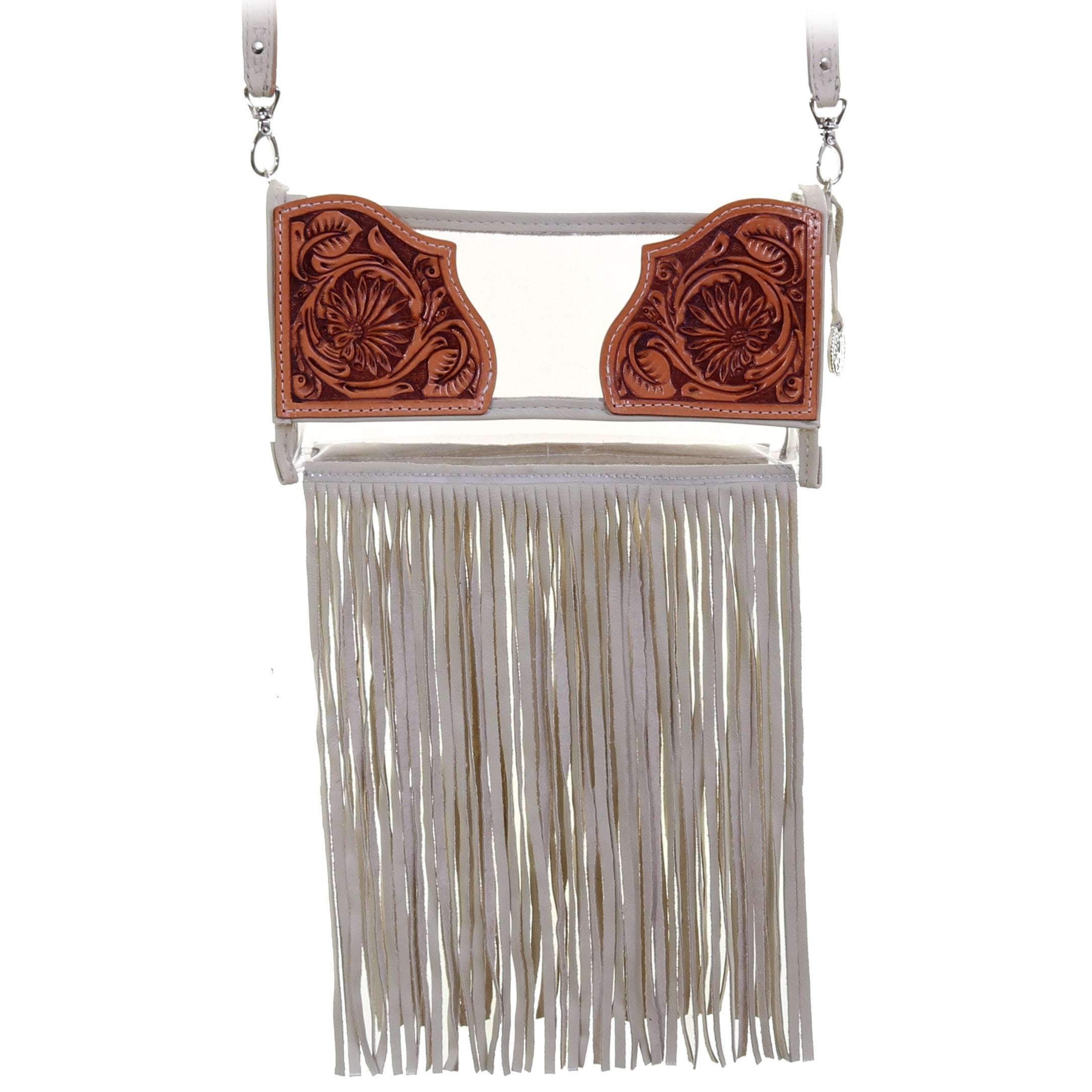 Csp07 - Daisy Tooled Clear Stadium Purse Handbag