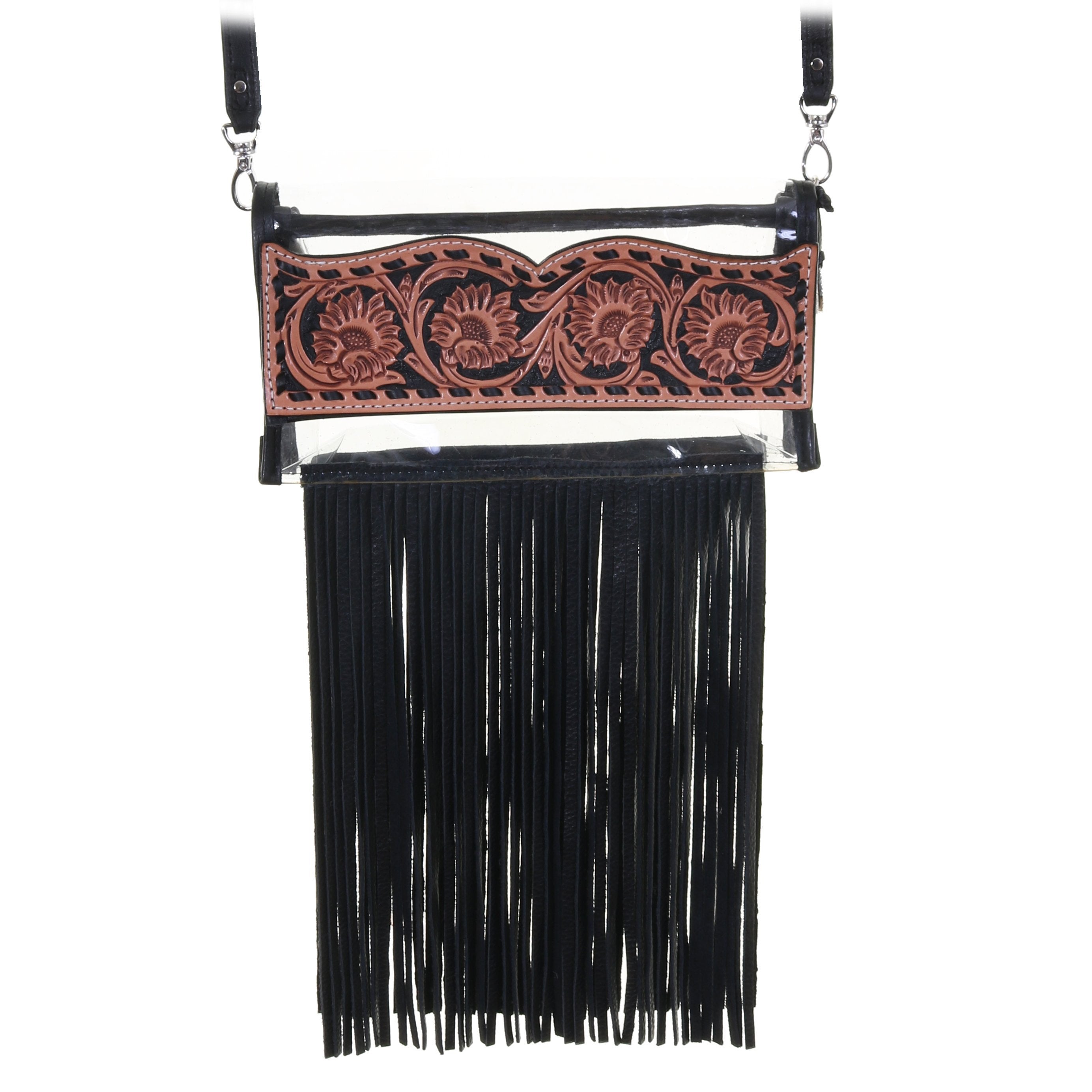 Csp10 - Sunflower Tooled Clear Stadium Purse Handbag