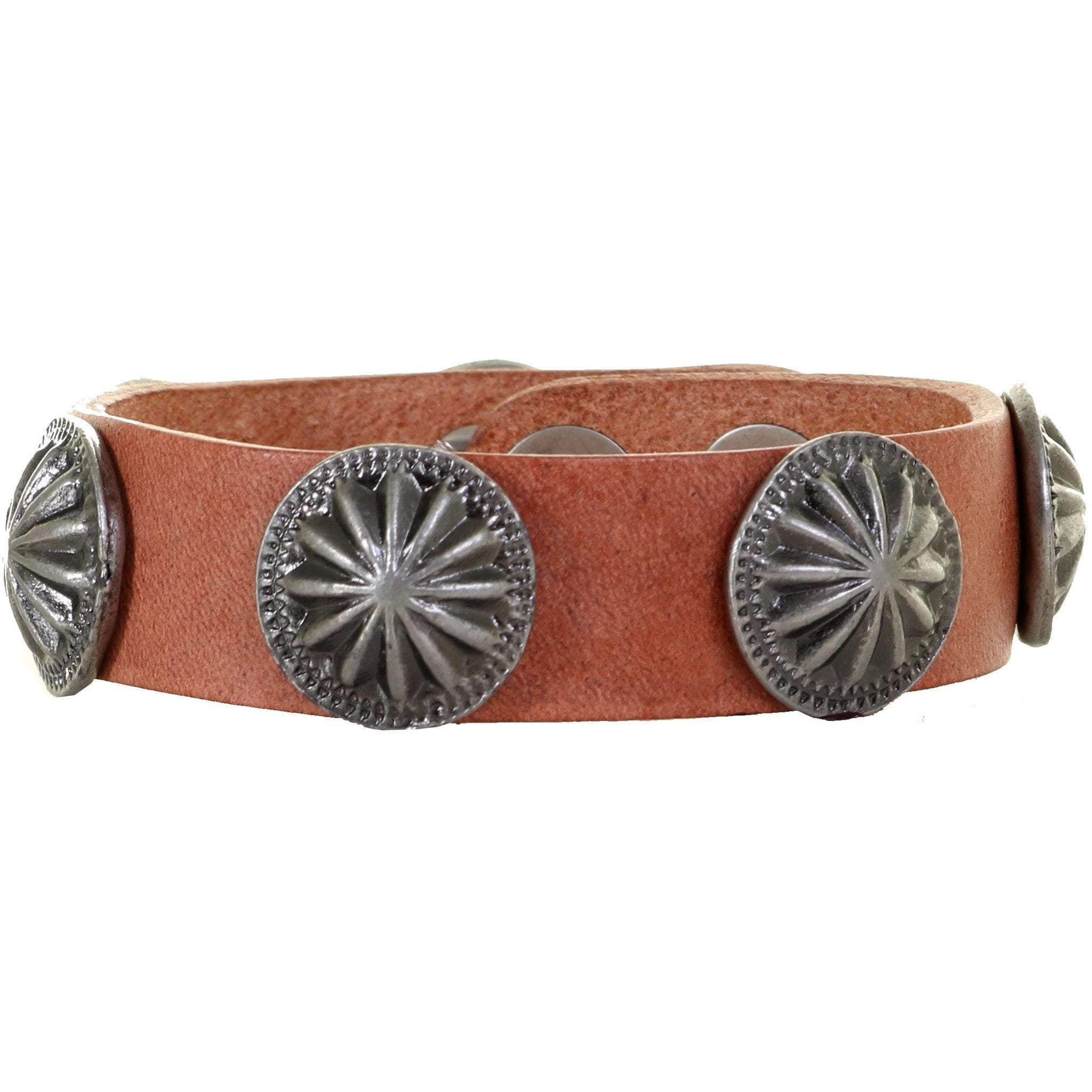 Cuf101 - 1 Harness Leather Concho Cuff Jewelry