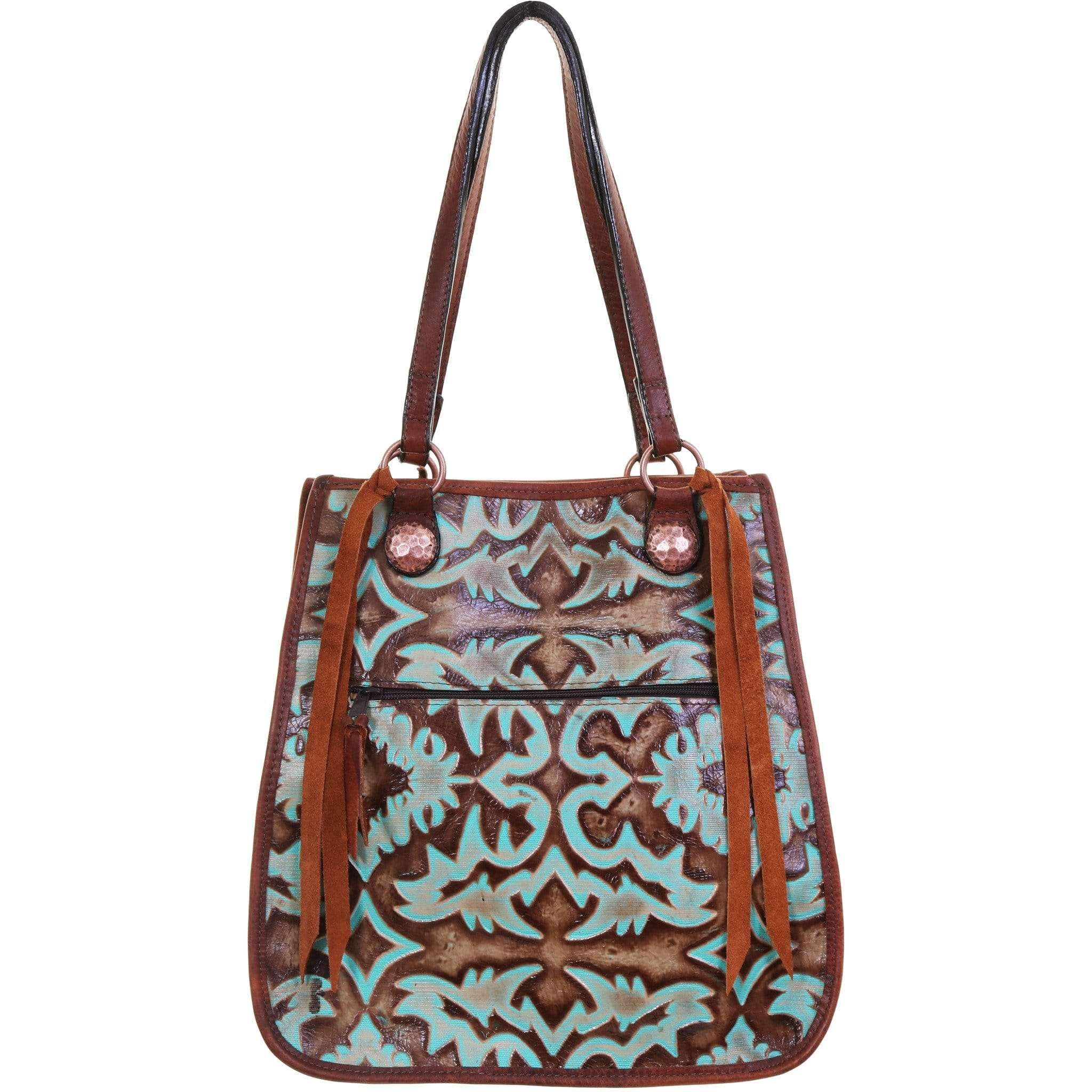 Db69 - Turquoise/brown Laredo Doctors Bag Handbag