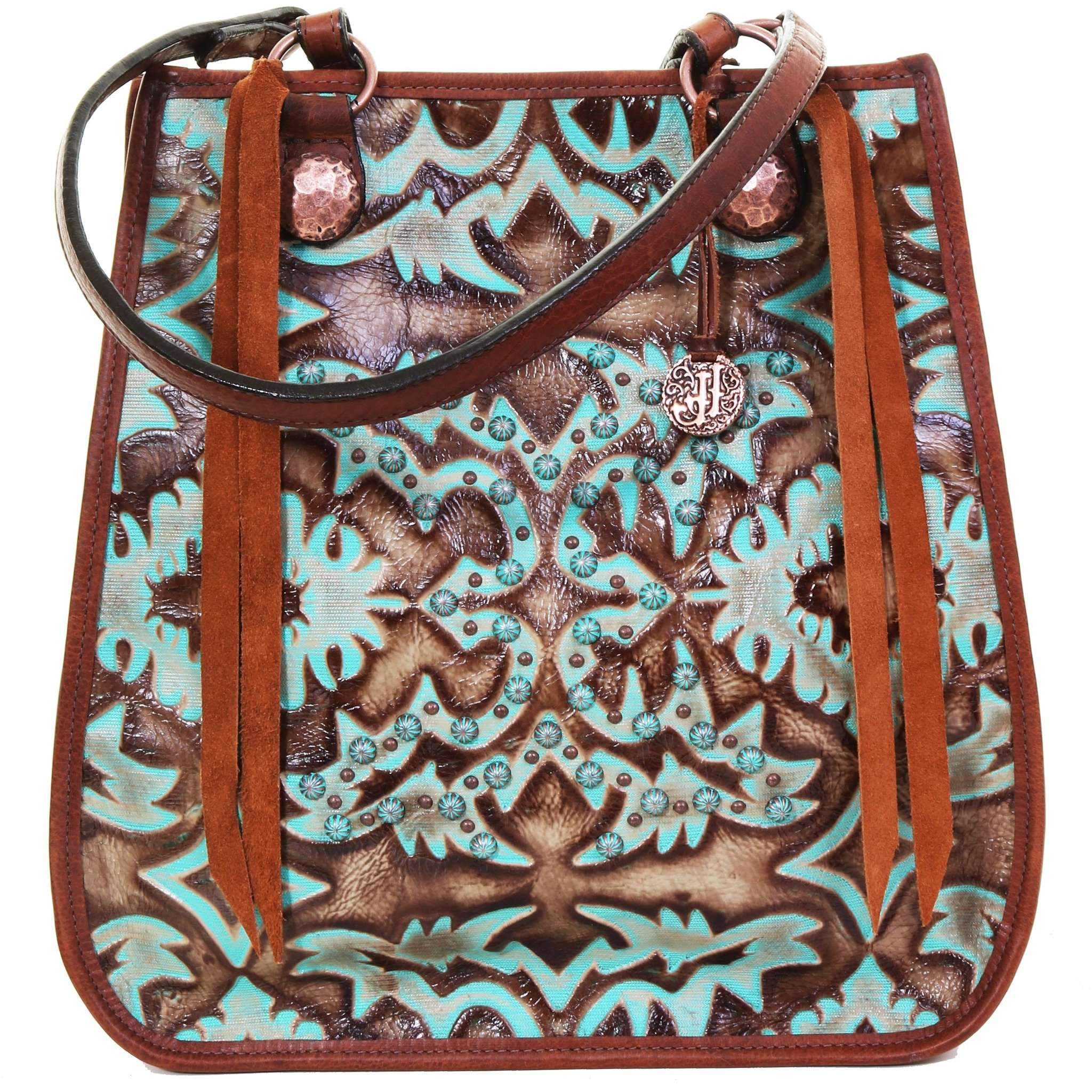 Db69 - Turquoise/brown Laredo Doctors Bag Handbag