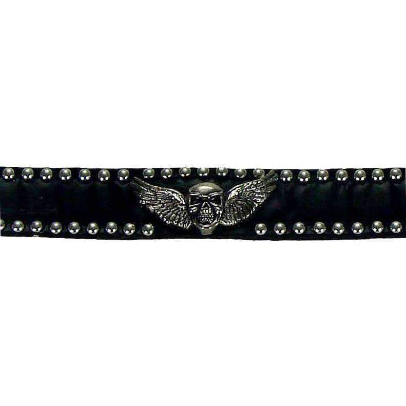 Dc11 - Black Gator Print Skull Dog Collar Accessories