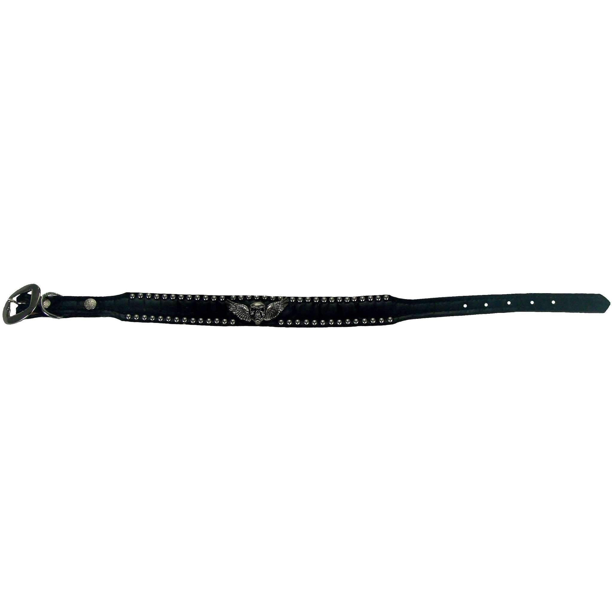 Dc11 - Black Gator Print Skull Dog Collar Accessories