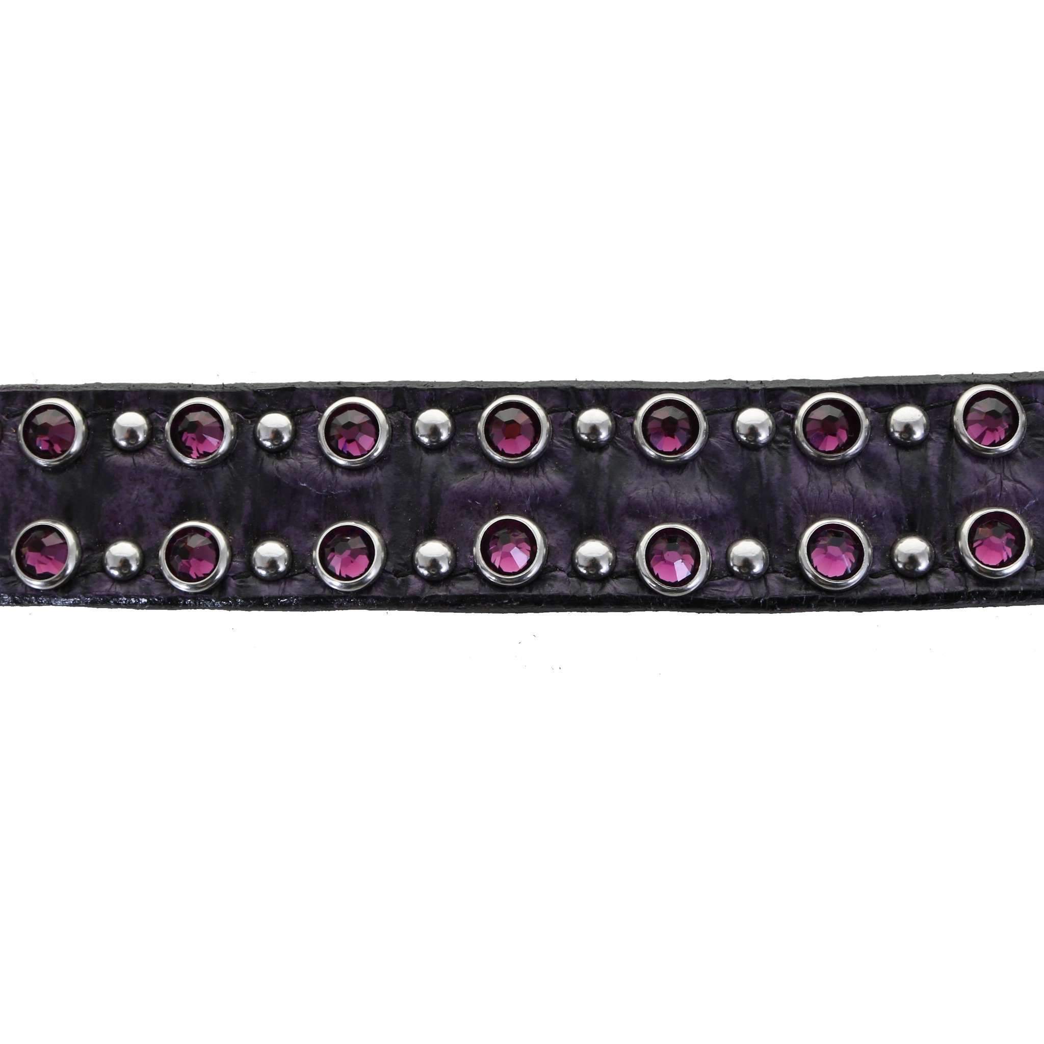 Dc25 - Purple Gator Print Leather Dog Collar Accessories