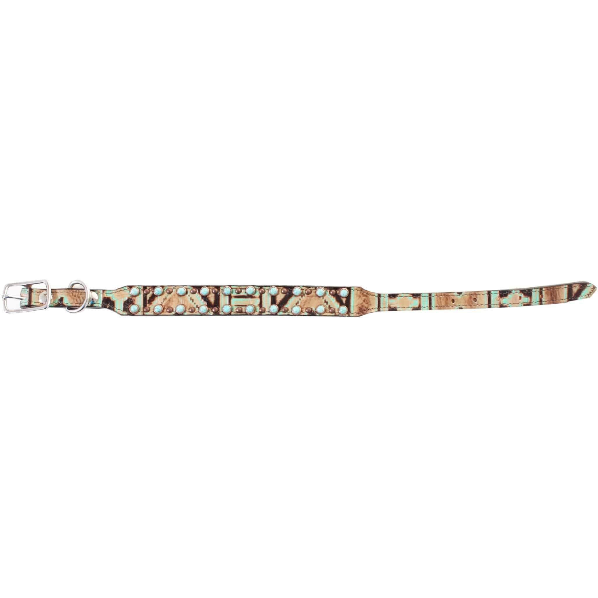 Dc37 - Navajo Turquoise And Brown Dog Collar Accessories