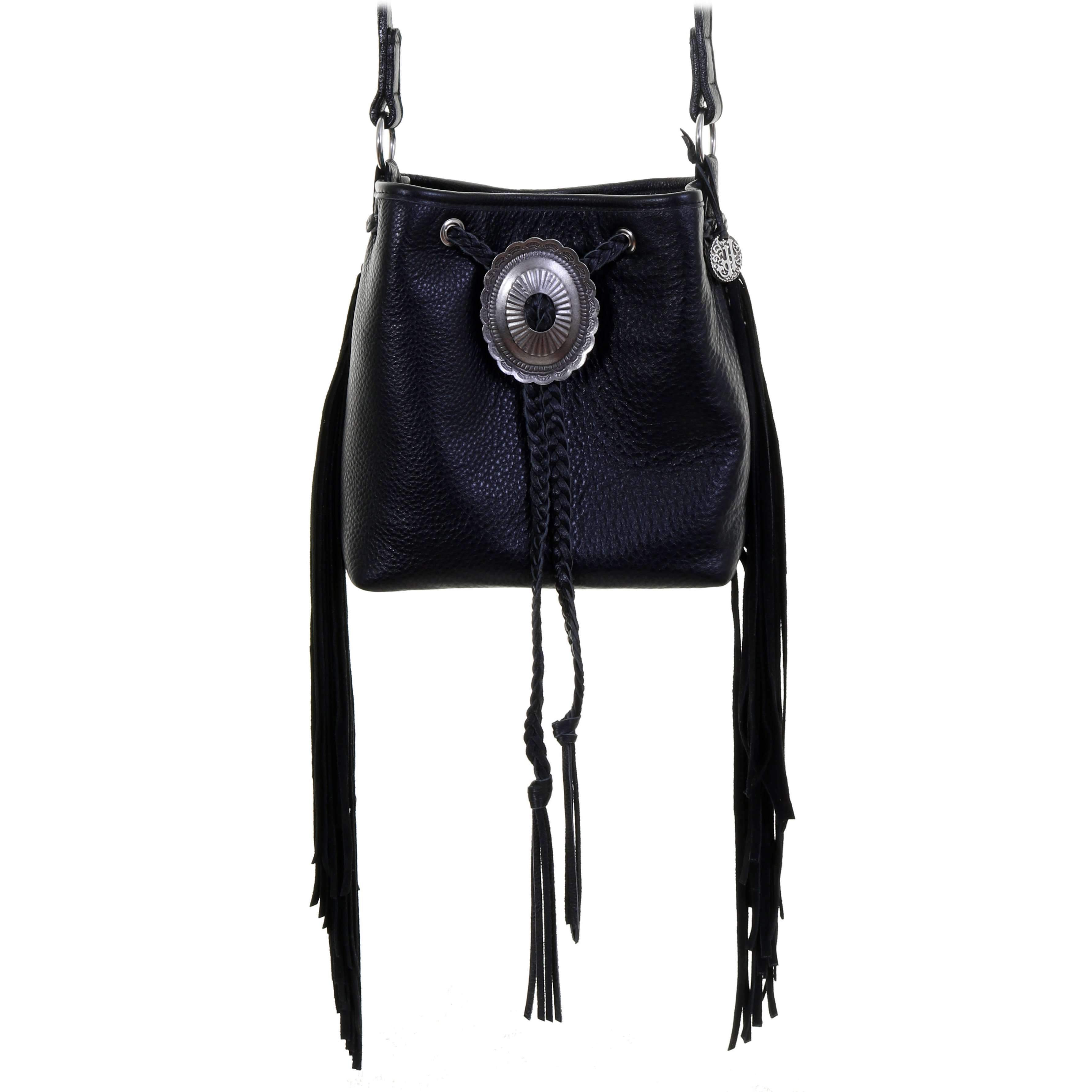 Dp04 - Black Chap Drawstring Pouch Purse Handbag