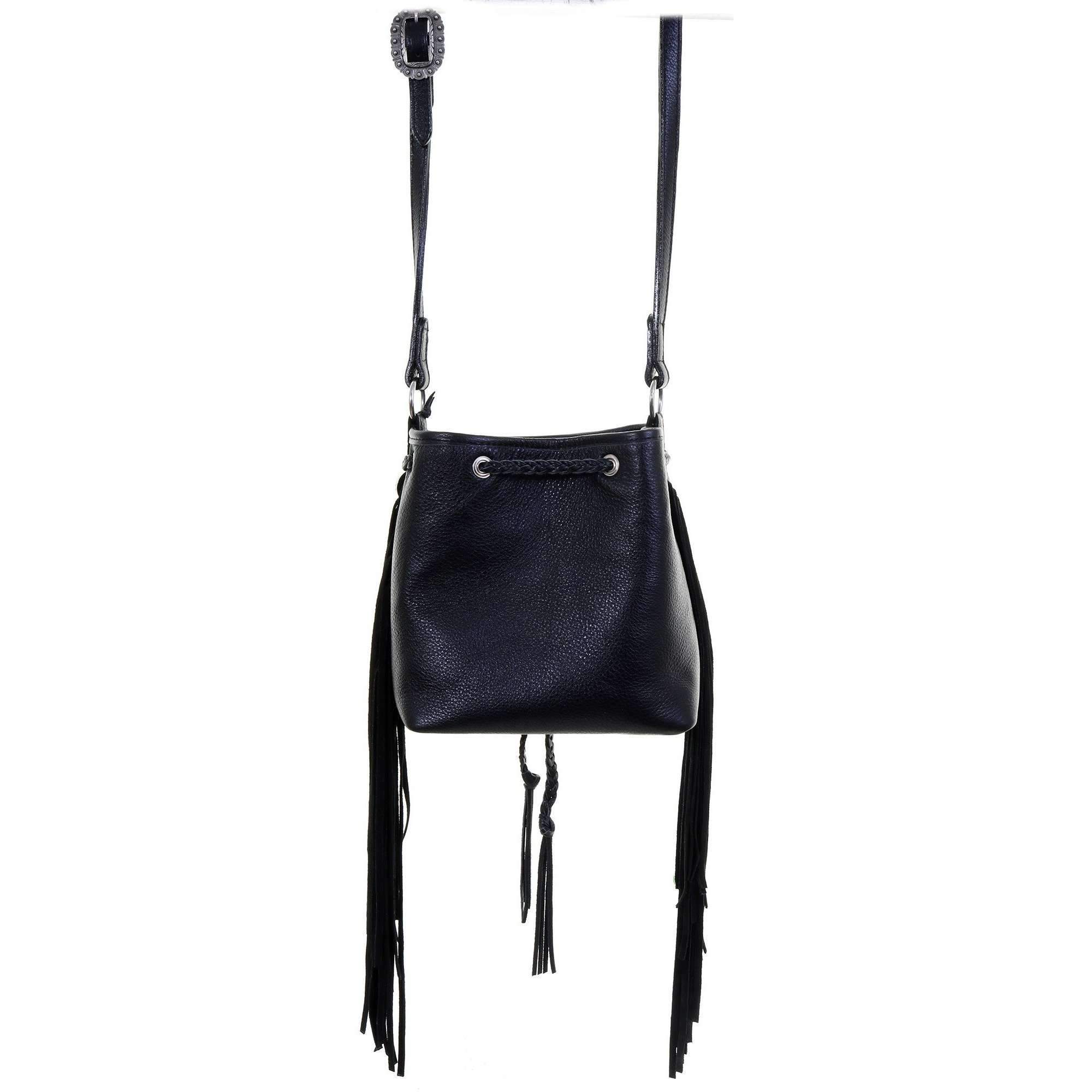 Dp04 - Black Chap Drawstring Pouch Purse Handbag