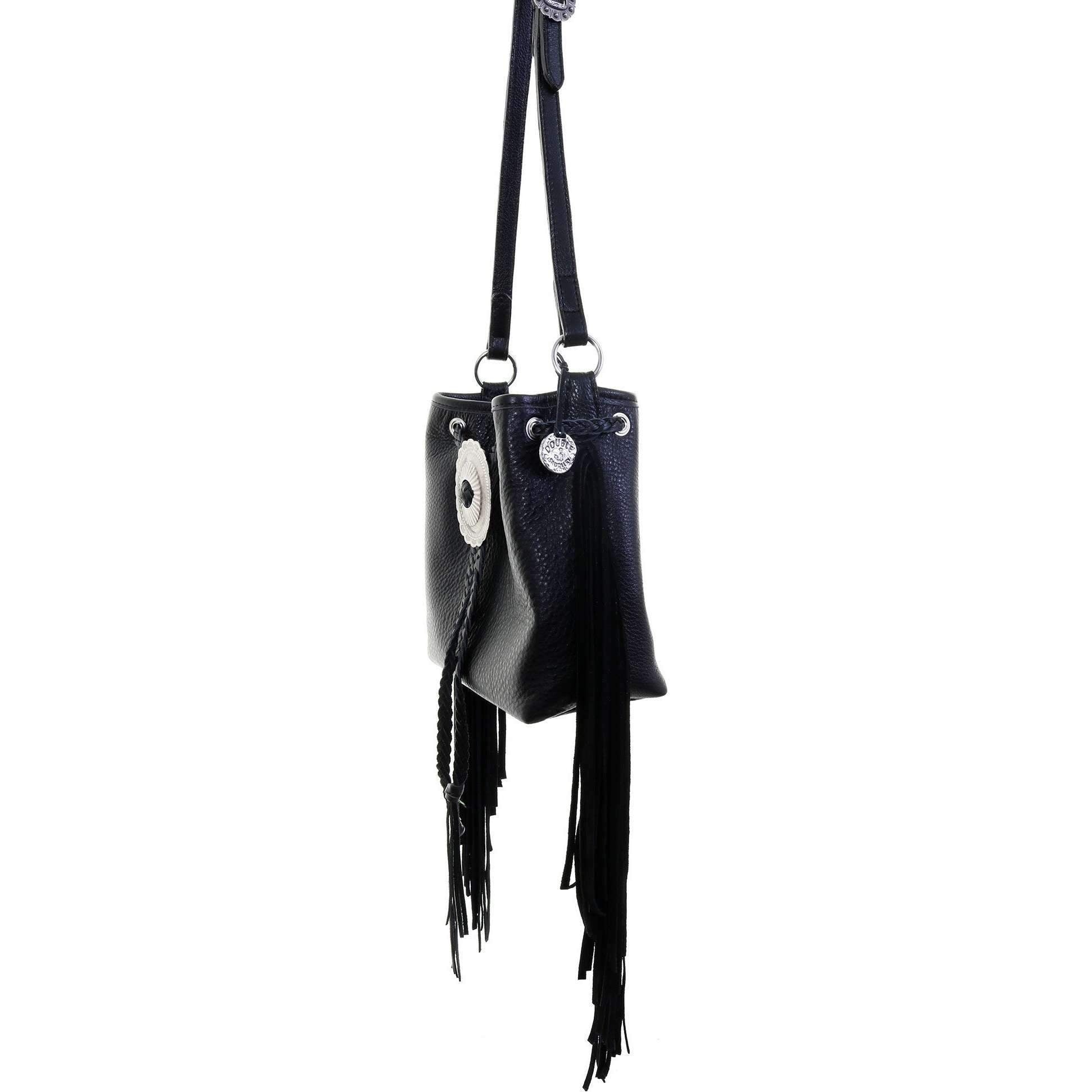 Dp04 - Black Chap Drawstring Pouch Purse Handbag