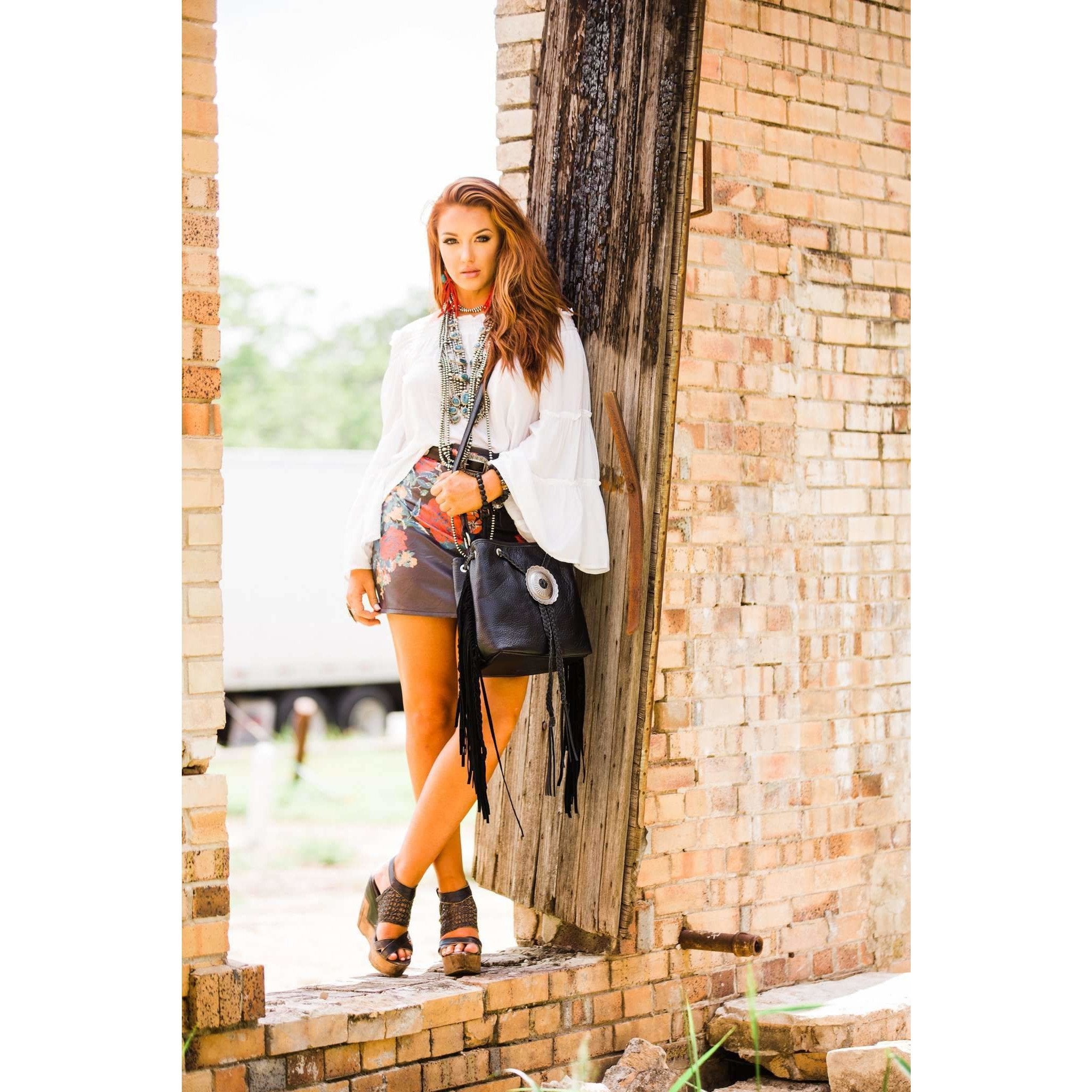 Dp04 - Black Chap Drawstring Pouch Purse Handbag