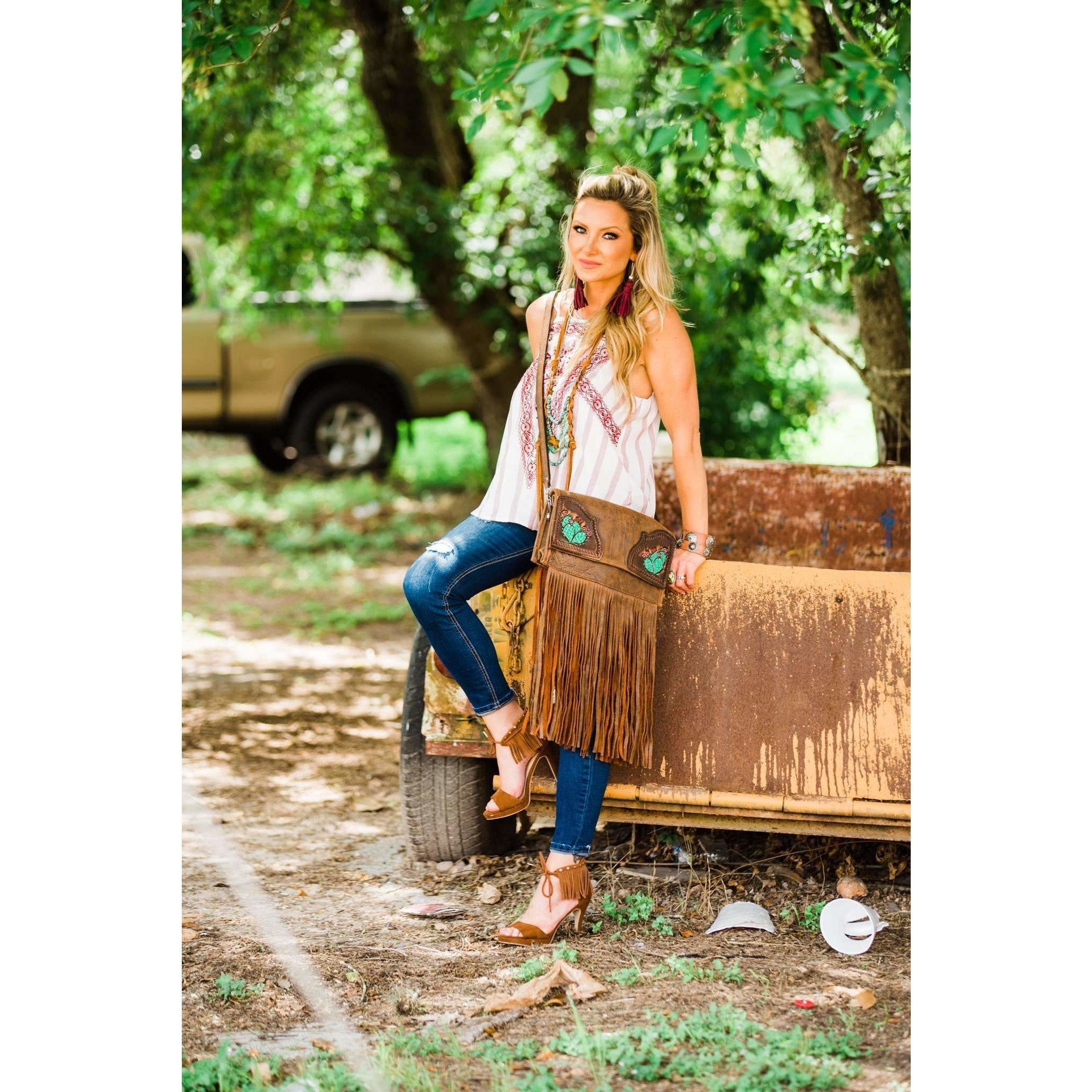 Csp01A - Prickly Pear Clutch Stadium Purse Handbag