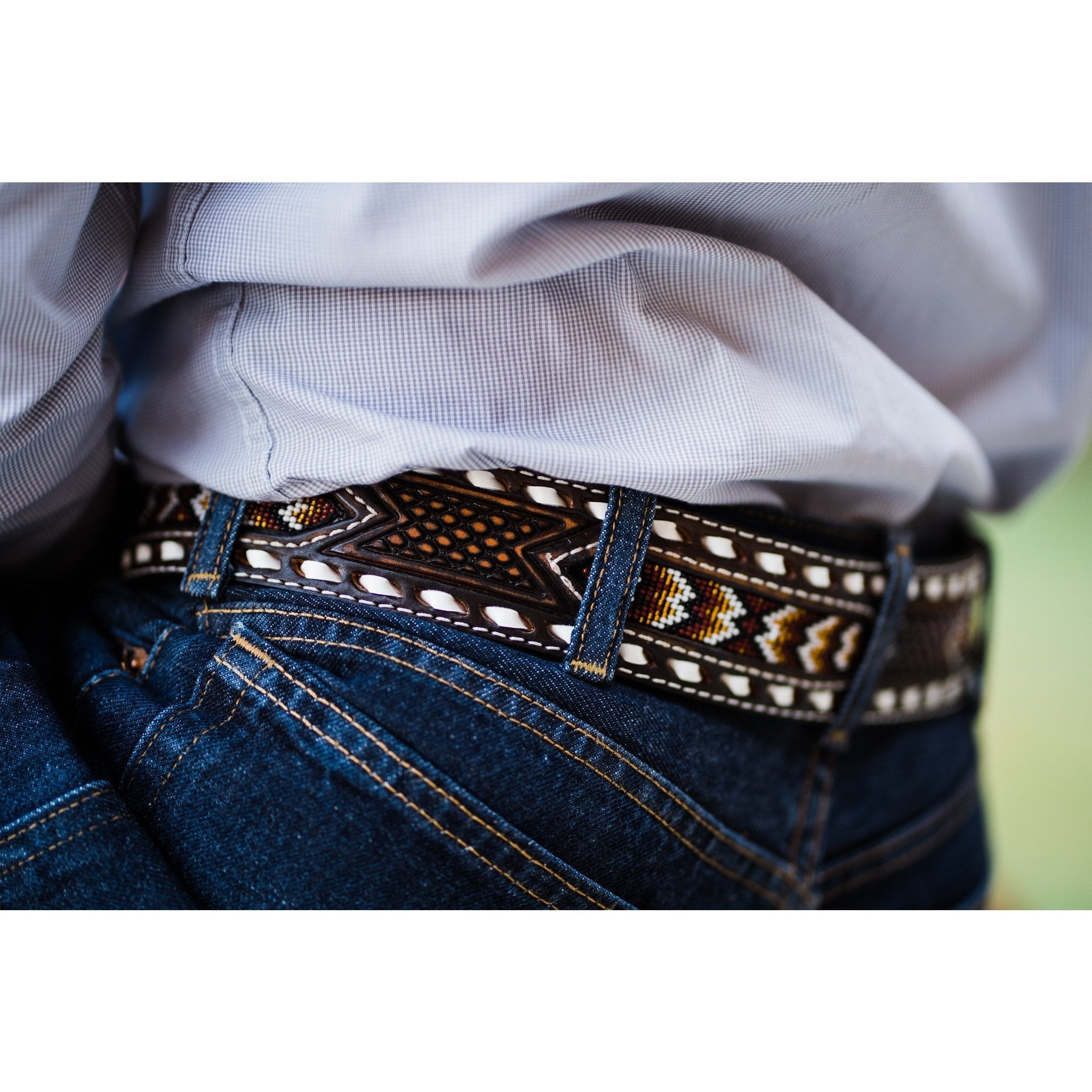 B1043 - Brown Vintage Beaded Belt Belt