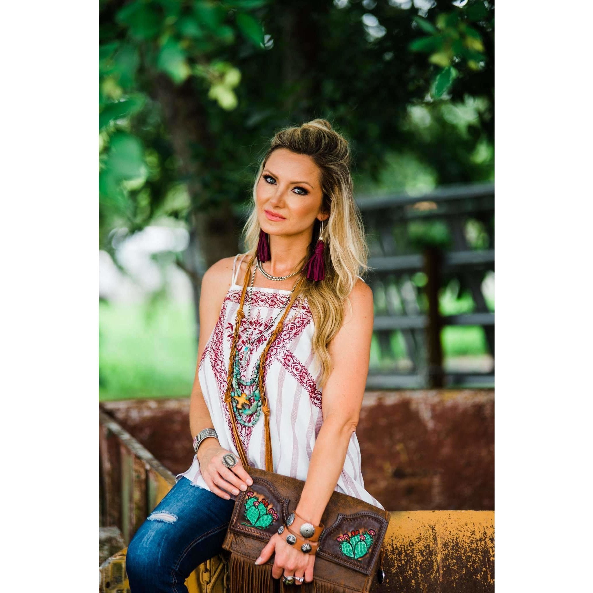 Csp01A - Prickly Pear Clutch Stadium Purse Handbag