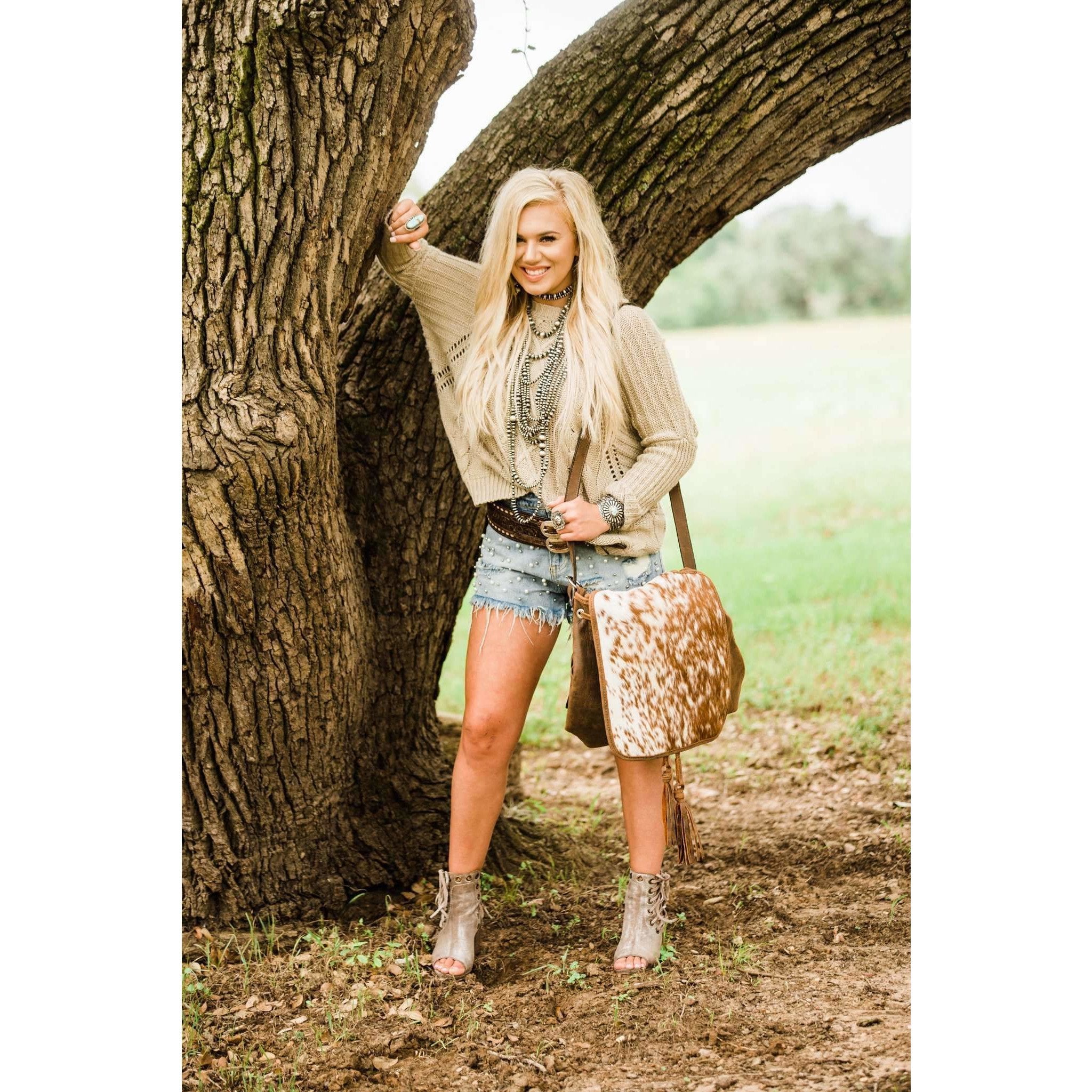 Bbp04 - Roan Cowhide Big Backpack/crossbody Handbag