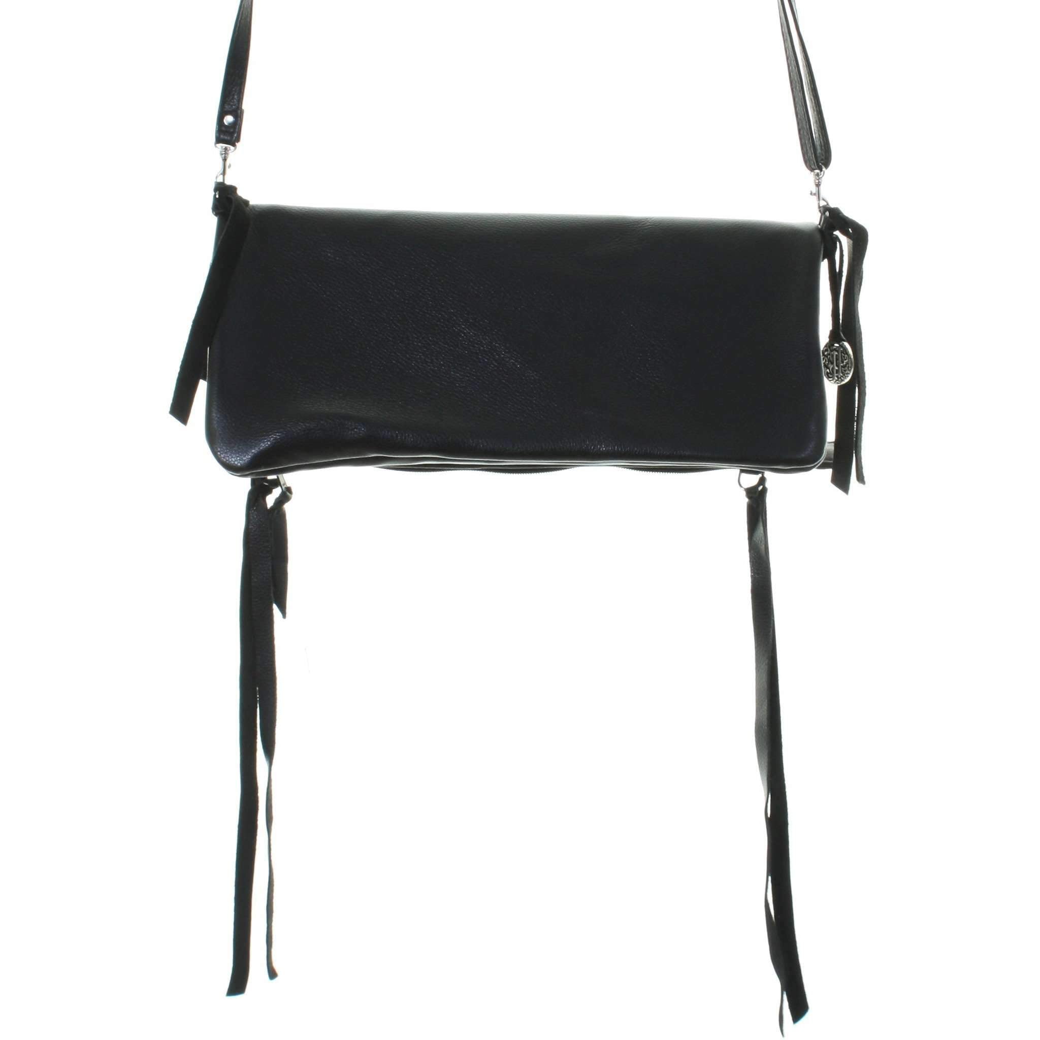 Es02 - Black Chap Envelope Satchel Handbag