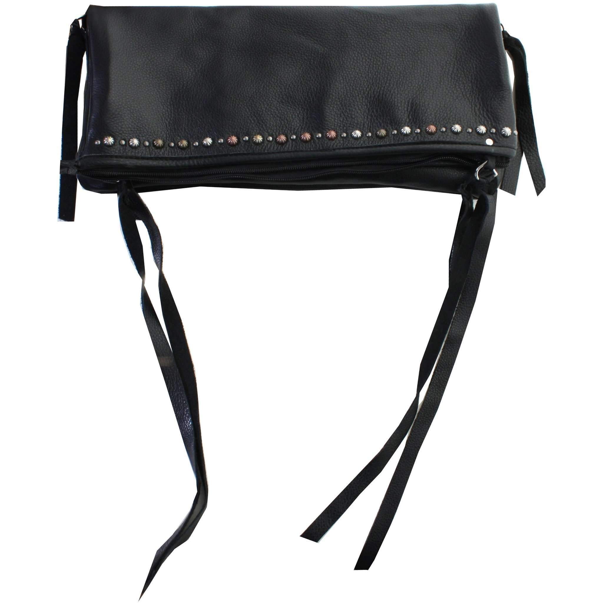 Es02 - Black Chap Envelope Satchel Handbag