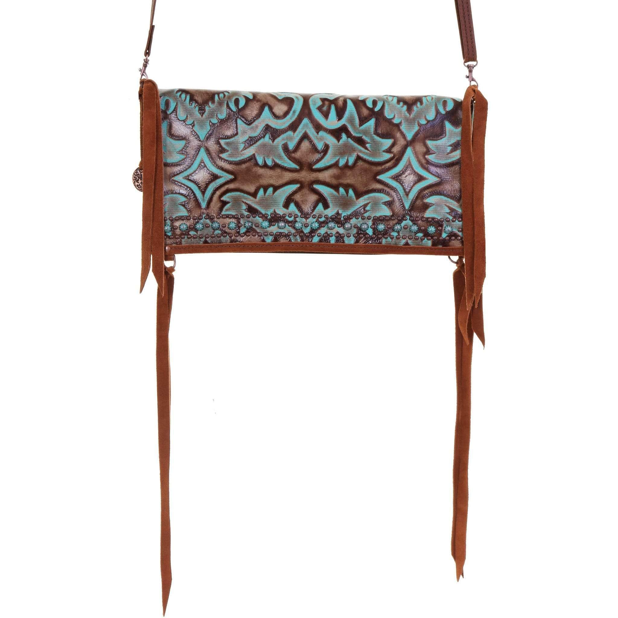 Es10 - Turquoise/brown Laredo Envelope Satchel Handbag