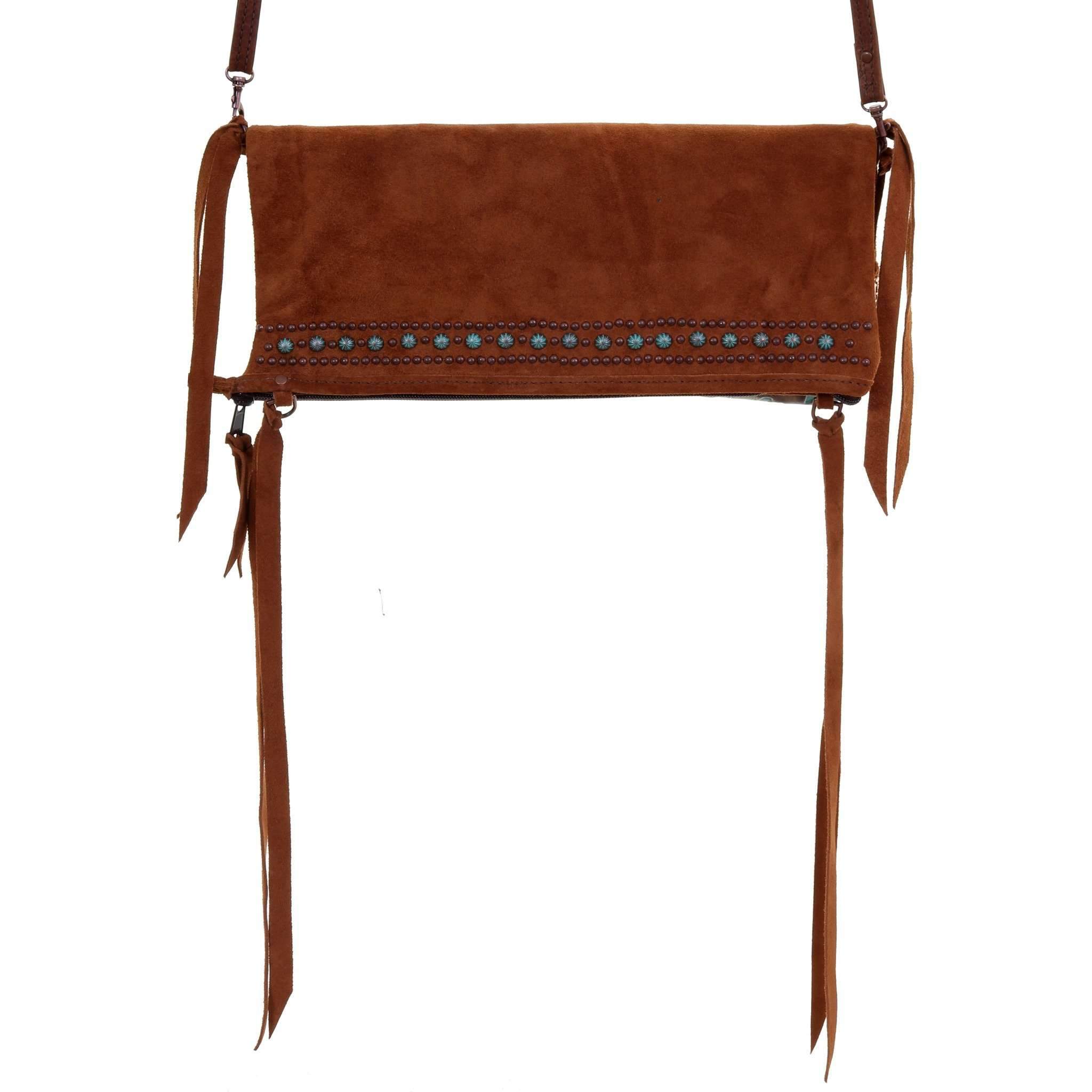 Es10 - Turquoise/brown Laredo Envelope Satchel Handbag