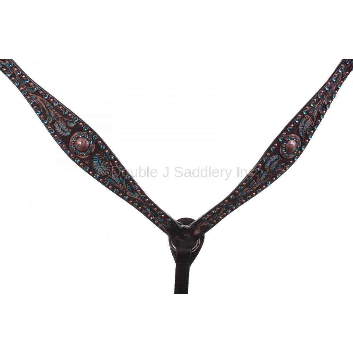 Bc671 - Brown Vintage Pozzi Floral Tooled Breast Collar Tack