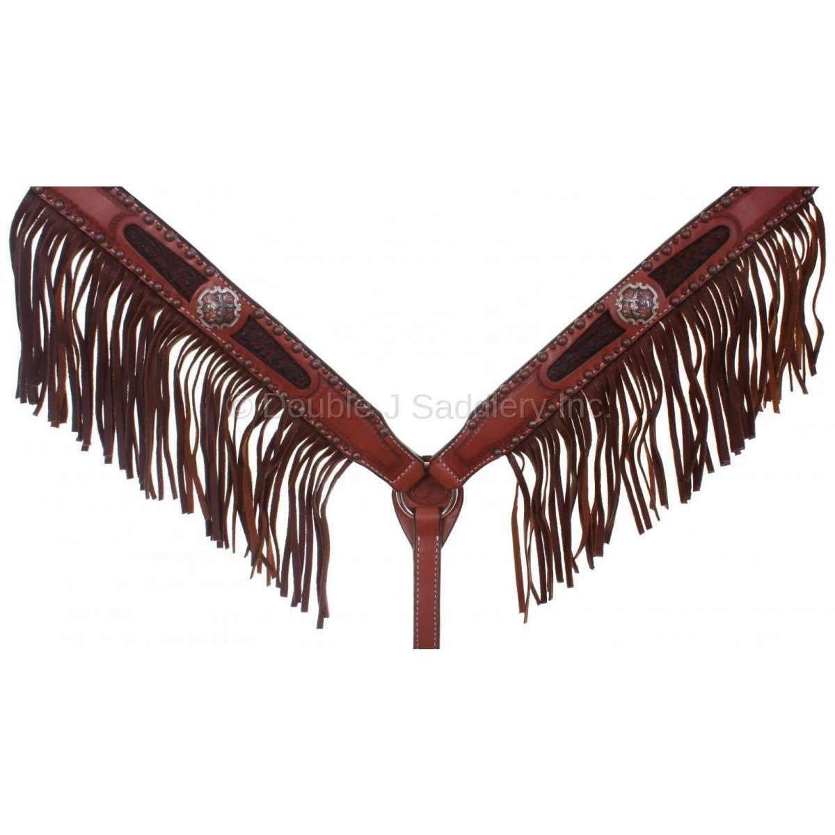 Bc674 - Chestnut Leather Fringe Breast Collar Tack