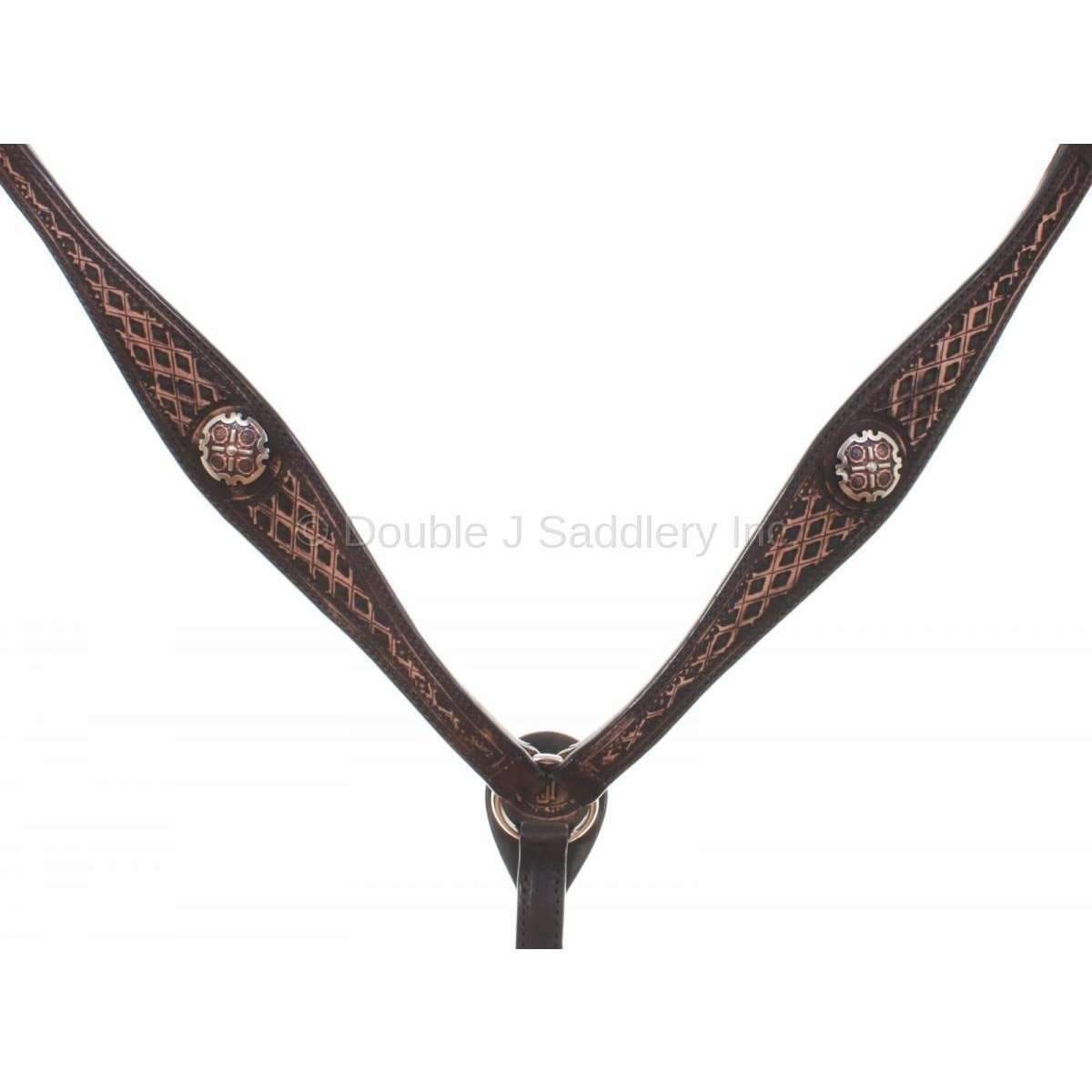 Bc680 - Brown Vintage Southwest Diamond Tooled Breast Collar Tack