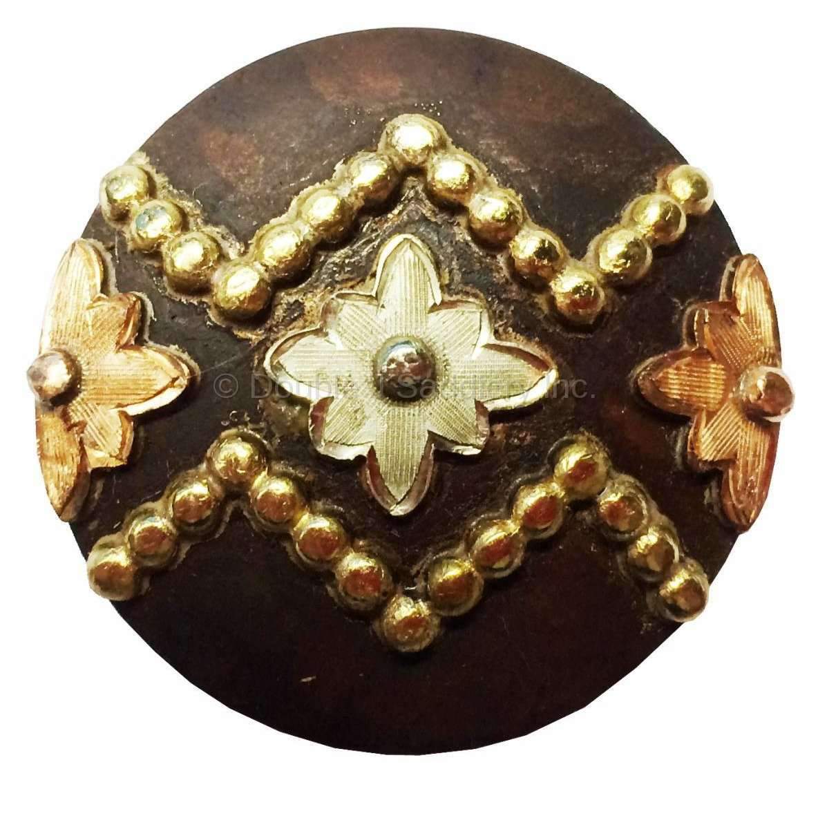 C1535 - Brown Antique Brass Diamond & Flower Concho Concho
