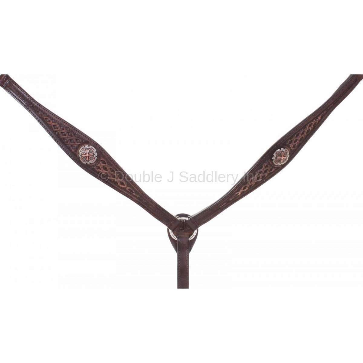 Bc732 - Brown Vintage Southwest Diamond Tooled Breast Collar Tack