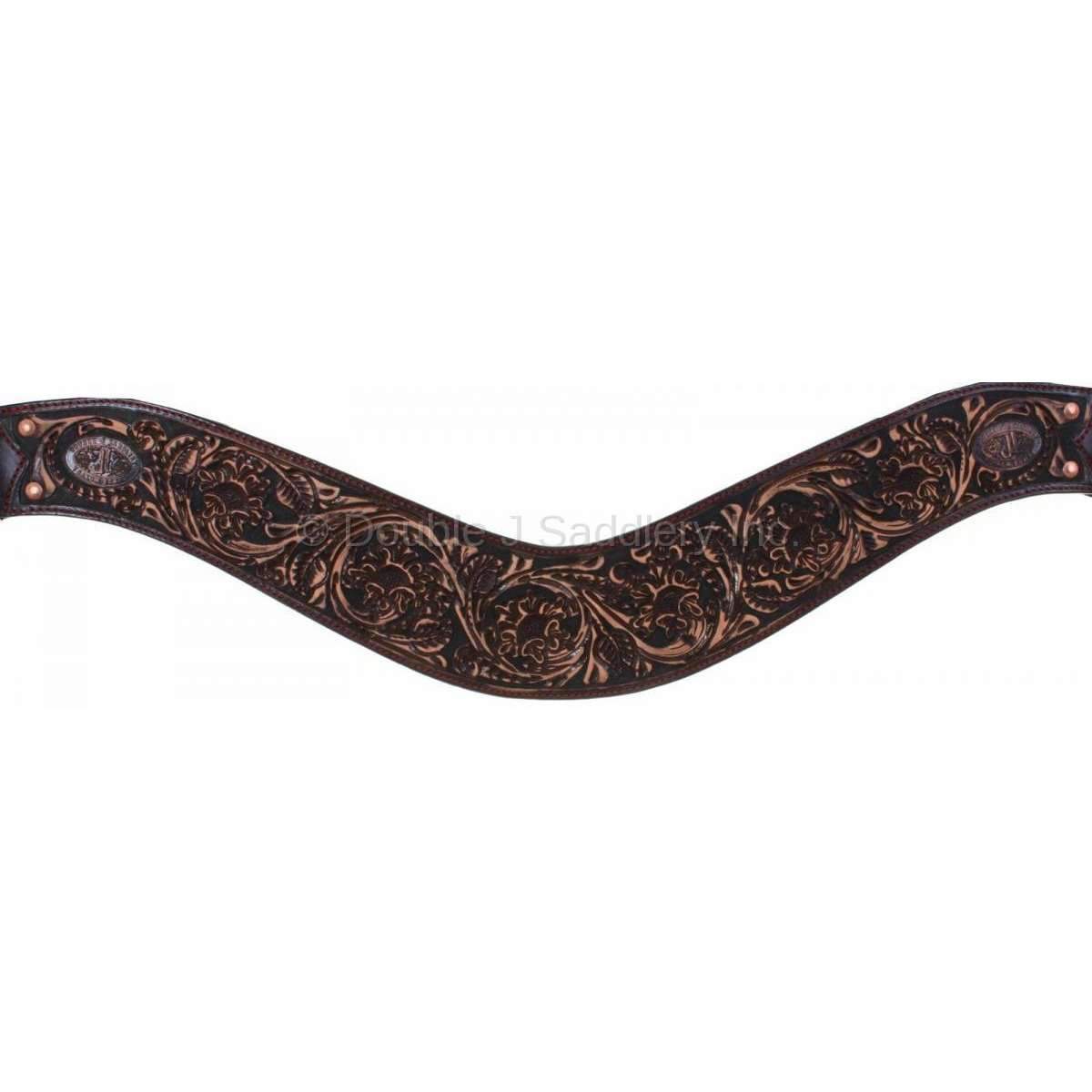 Bc854 - Brown Vintage Tooled Breast Collar Tack