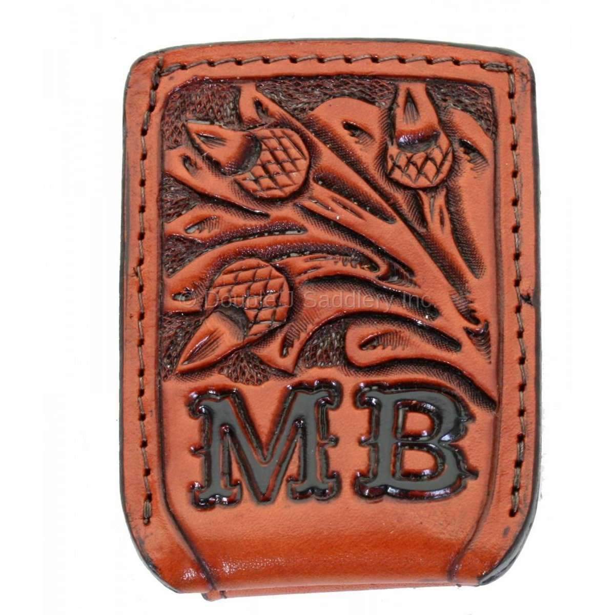Fmmc01 - Chestnut Tooled Flat Magnetic Money Clip Wallet
