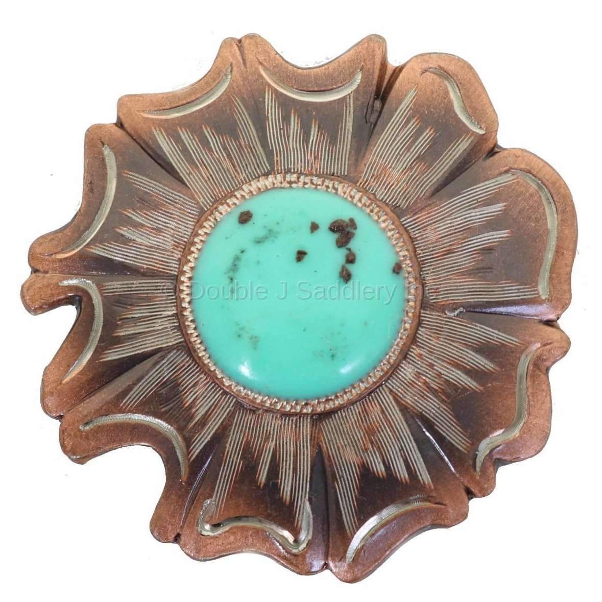 C1499 - Antique Copper Blue Flower Concho Concho