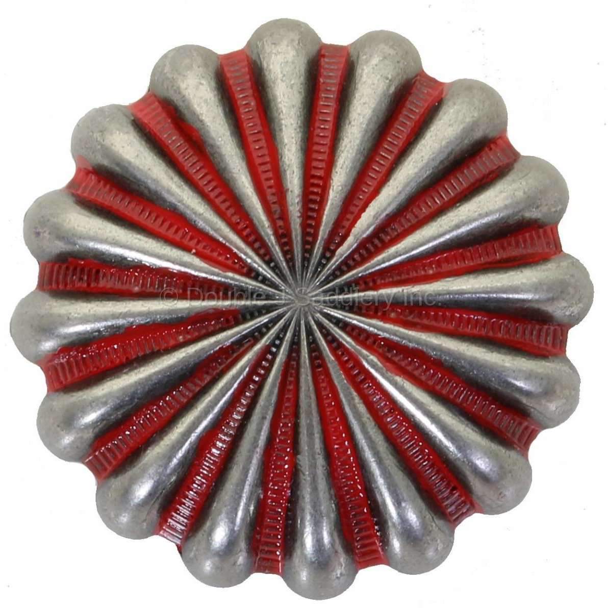 C990-Asr - Antique Silver And Red Parachute Concho Concho