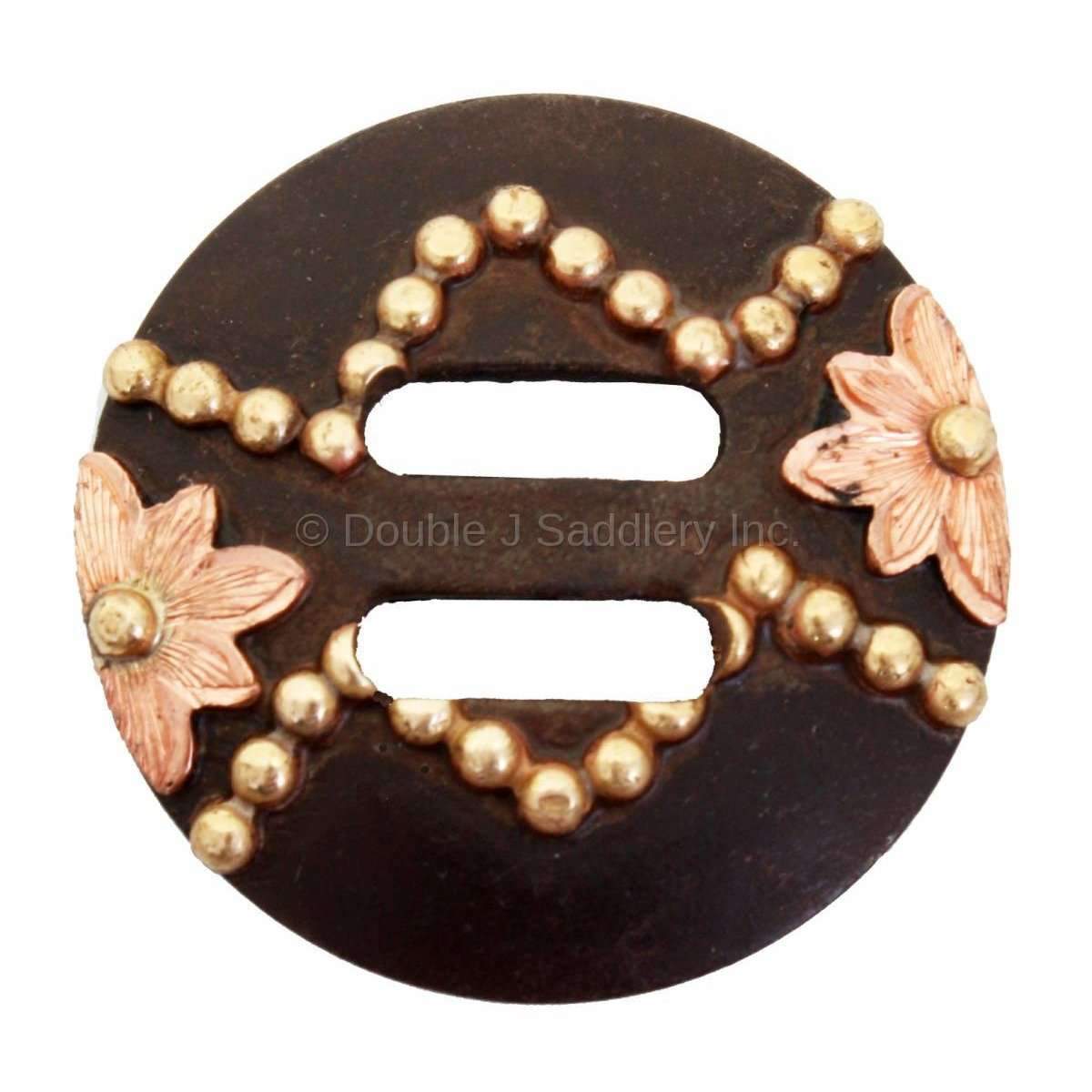 C1536-S - Brown Antique Brass Diamond & Flower Concho W/slots Concho