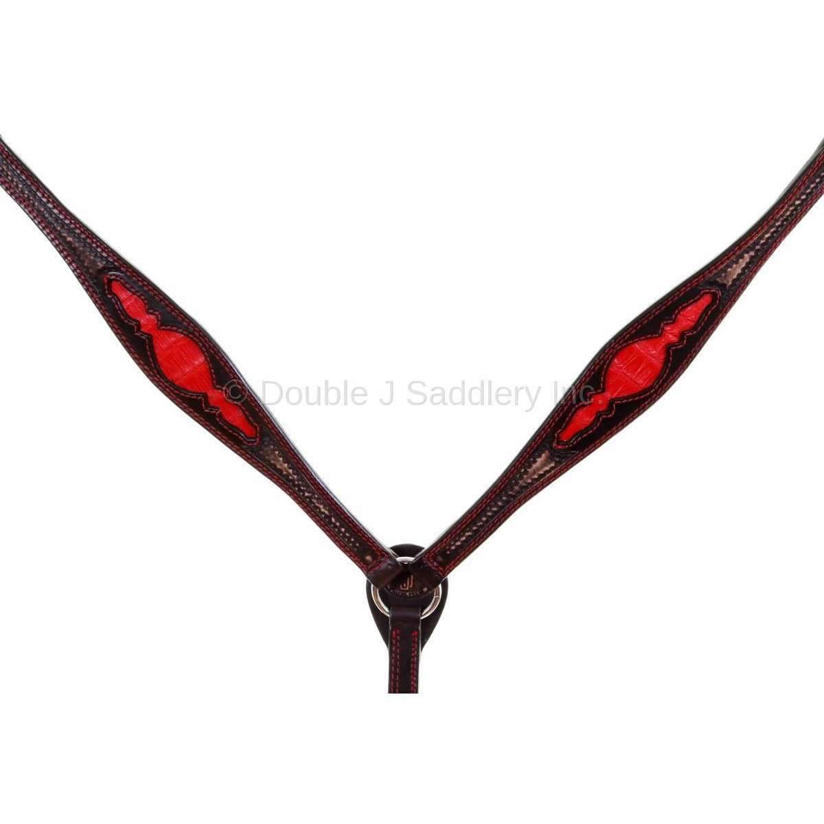 Bc924E - Brown Vintage Gator Inlay Breast Collar Tack