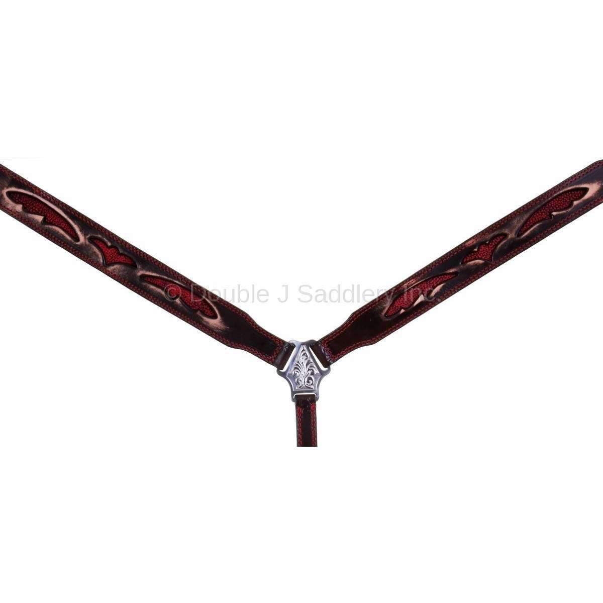 Bc932A - Brown Vintage Giraffe Inlay Breast Collar Tack