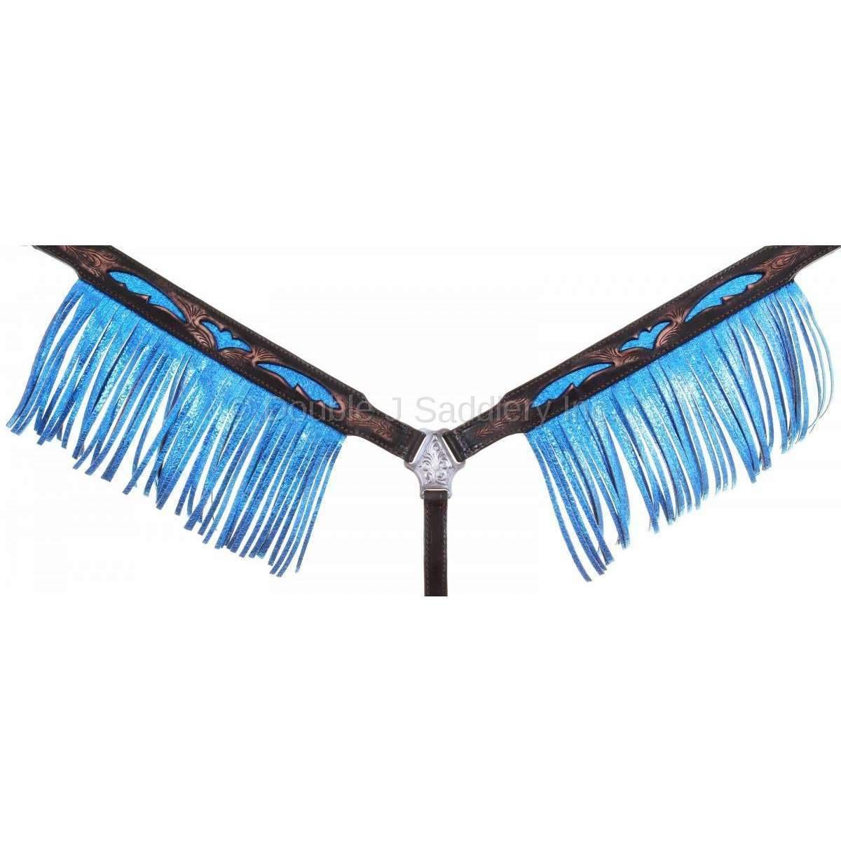 Bc938 - Brown Vintage Metallic Blue Inlay Breast Collar Tack