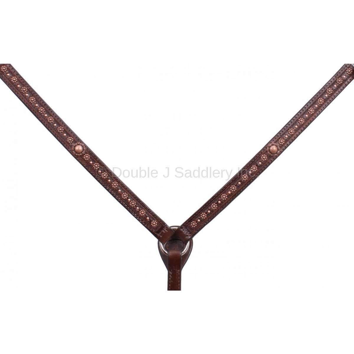 Bc385 - Brown Vintage Flower Studded Breast Collar Tack