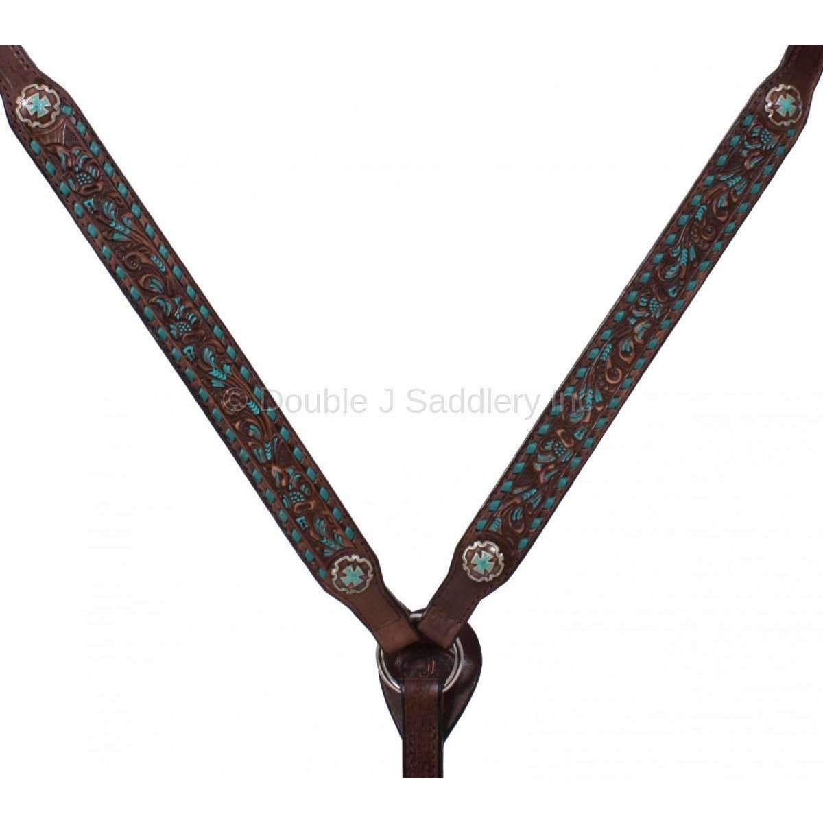Bc423 - Brown Vintage Buckstitched Breast Collar Tack