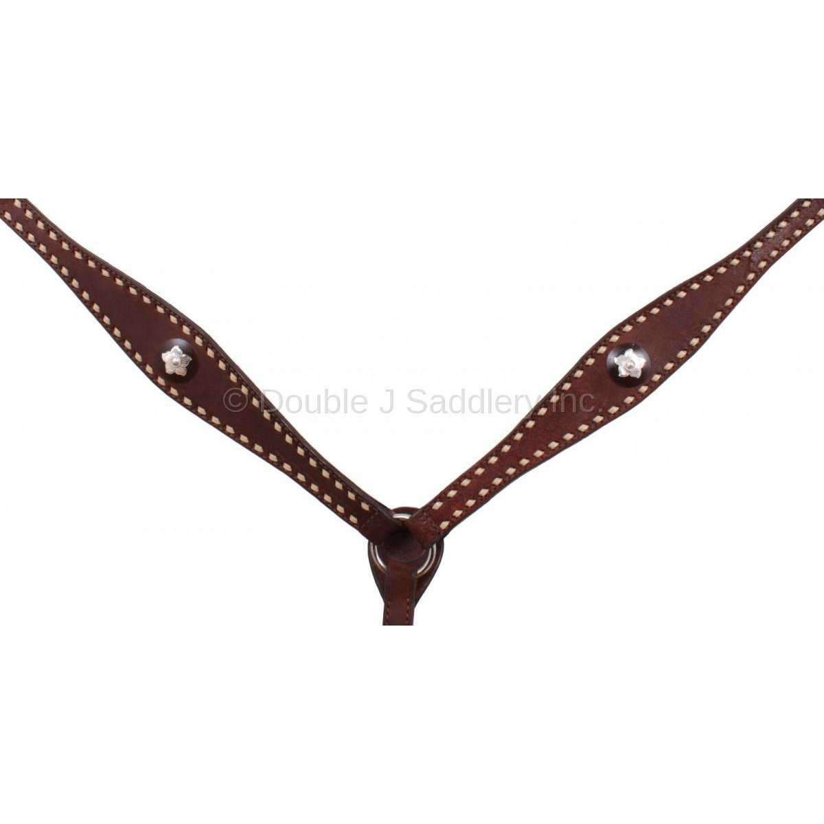Bc444 - Brown Rough Out Buck Stitched Breast Collar Tack