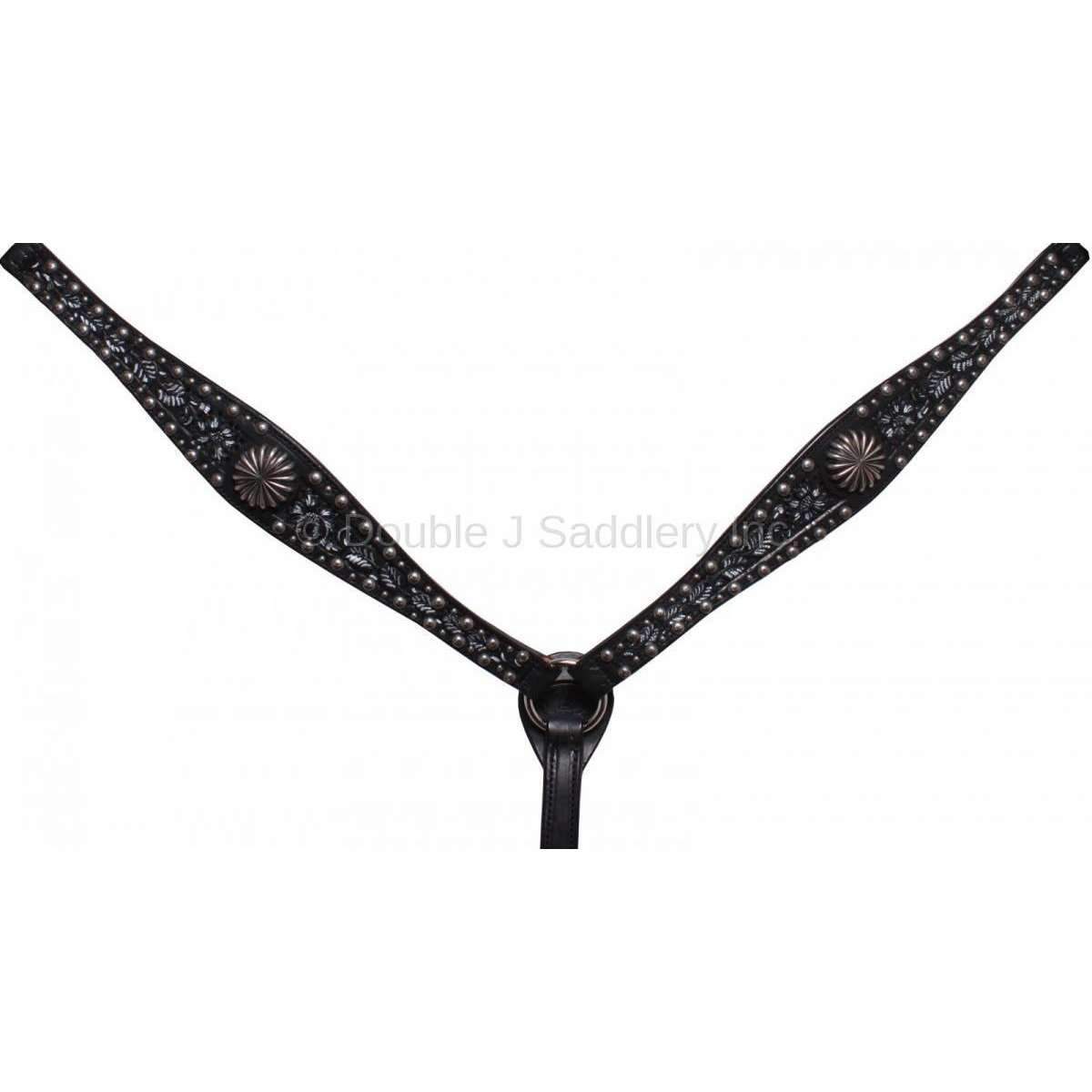Bc478 - Black Painted Tooled Breast Collar Tack
