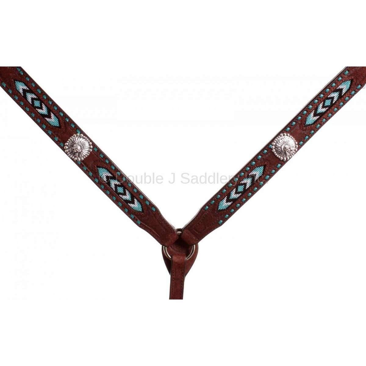 Bc451A - Brown Rough Out Beaded Breast Collar Tack