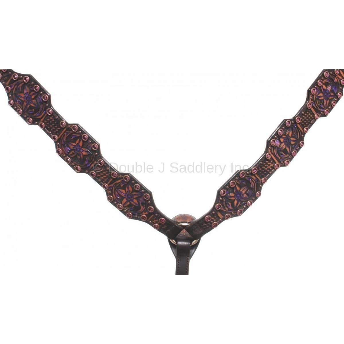 Bc633 - Black Vintage Pozzi/panel Tooled Breast Collar Tack