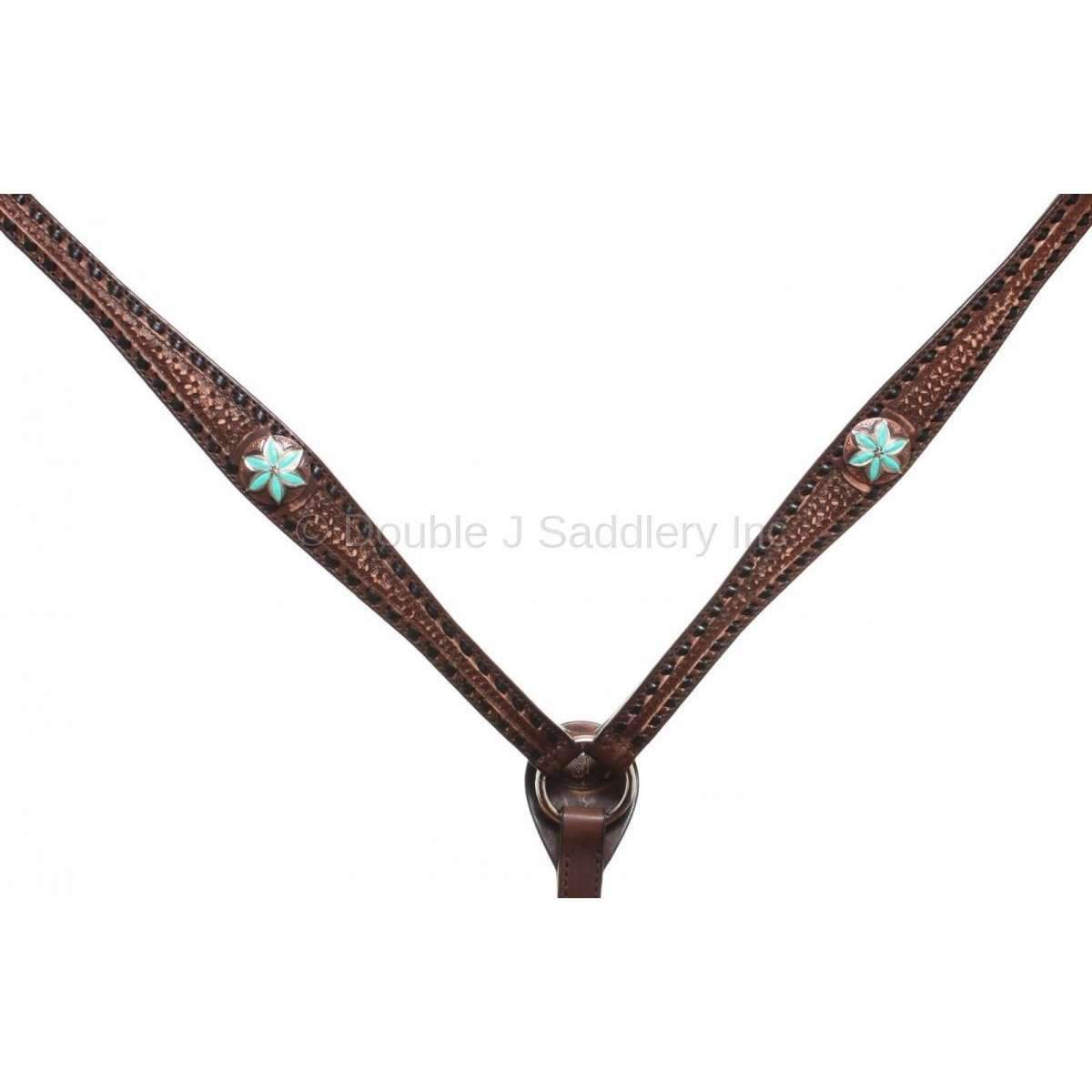 Bc639 - Brown Vintage Star Tooled Breast Collar Tack