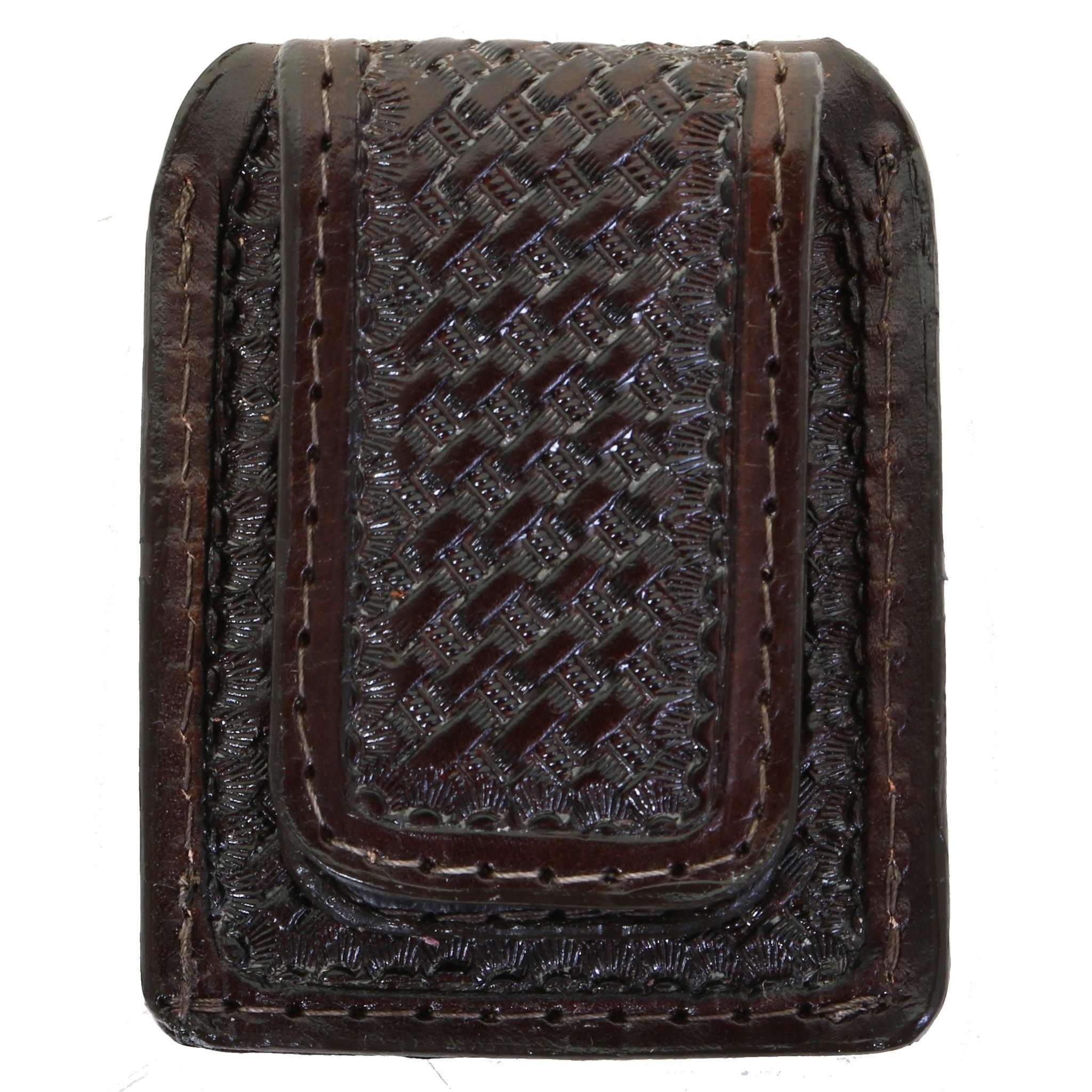 Fmmc04 - Brown Leather Tooled Flat Magnetic Money Clip Wallet