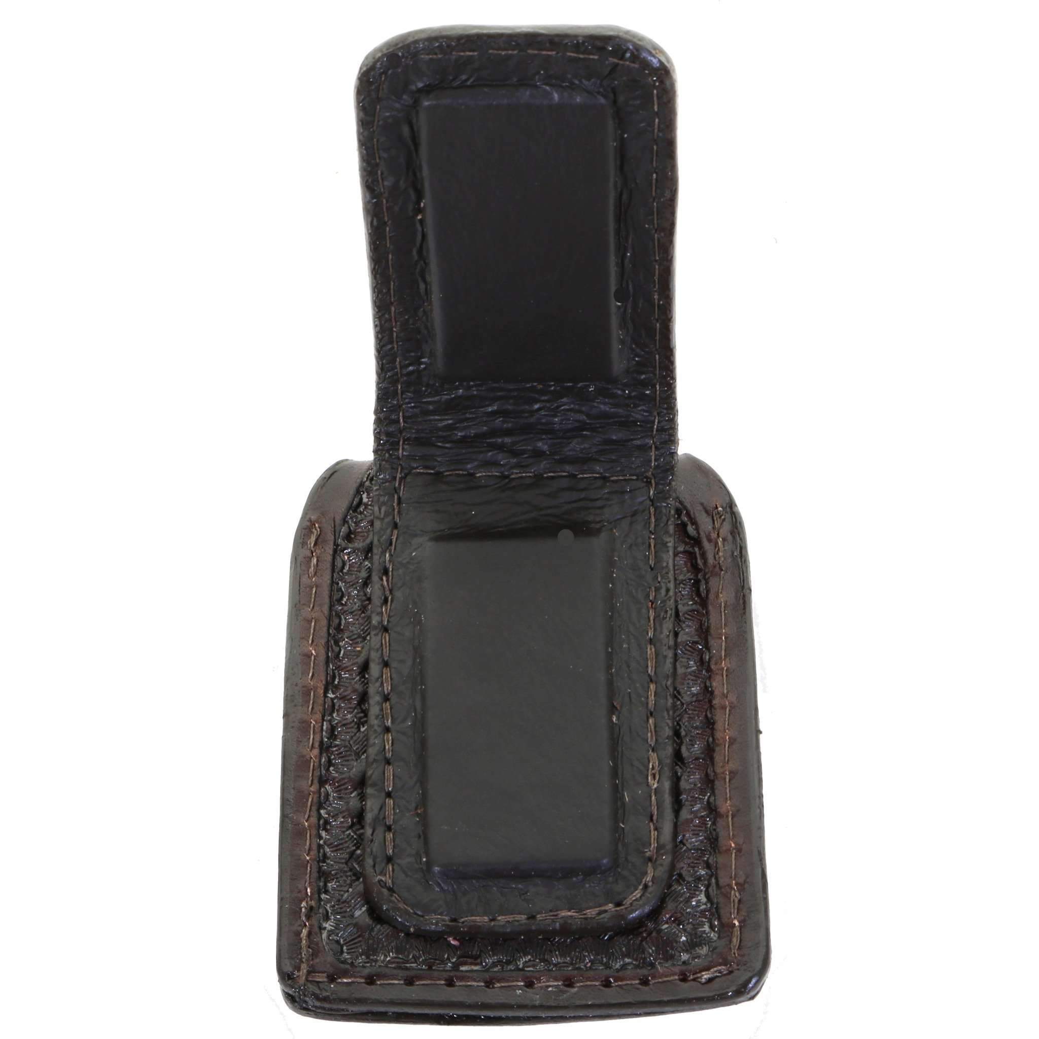 Fmmc04 - Brown Leather Tooled Flat Magnetic Money Clip Wallet