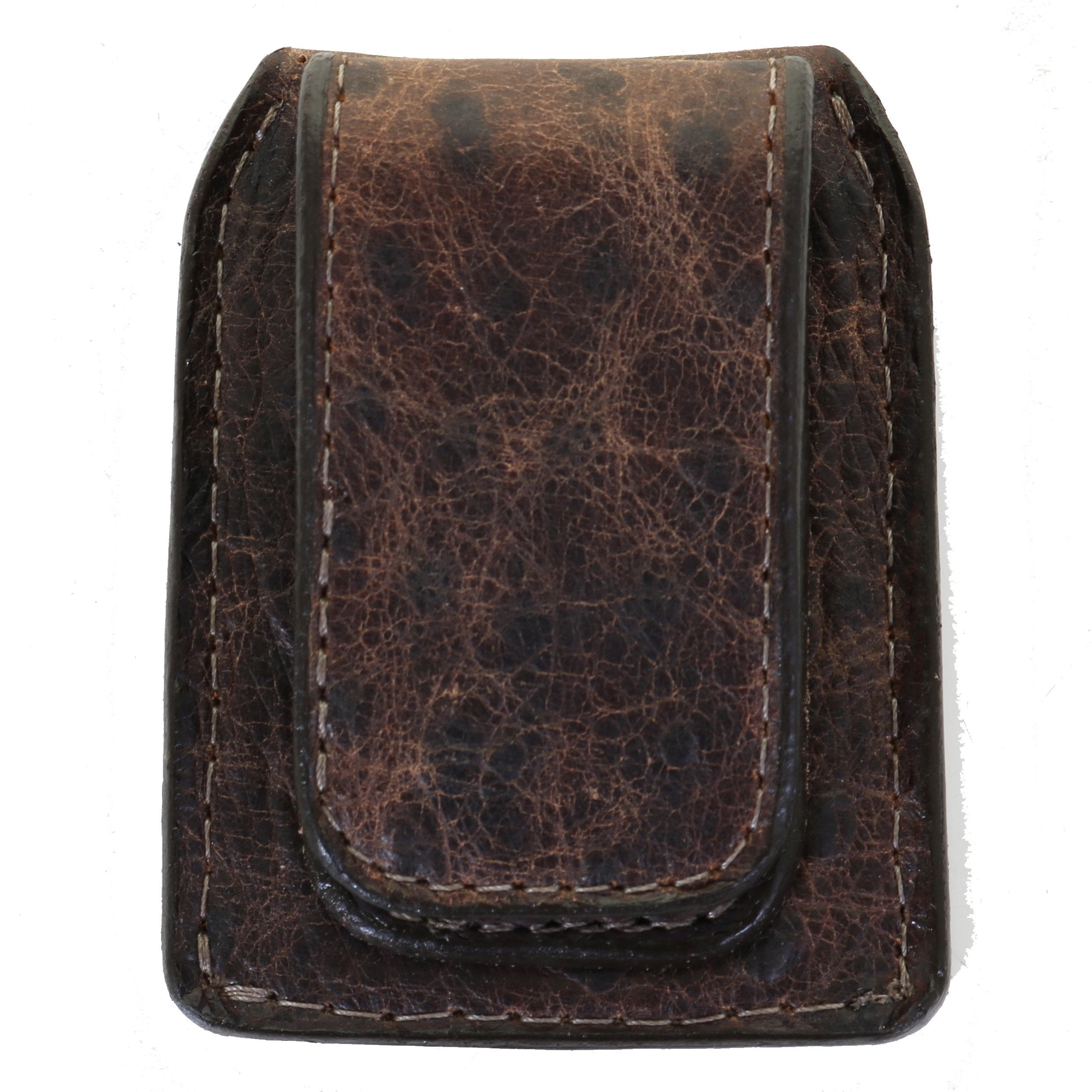 Fmmc05 - Brown Ostrich Print Flat Magnetic Money Clip Wallet