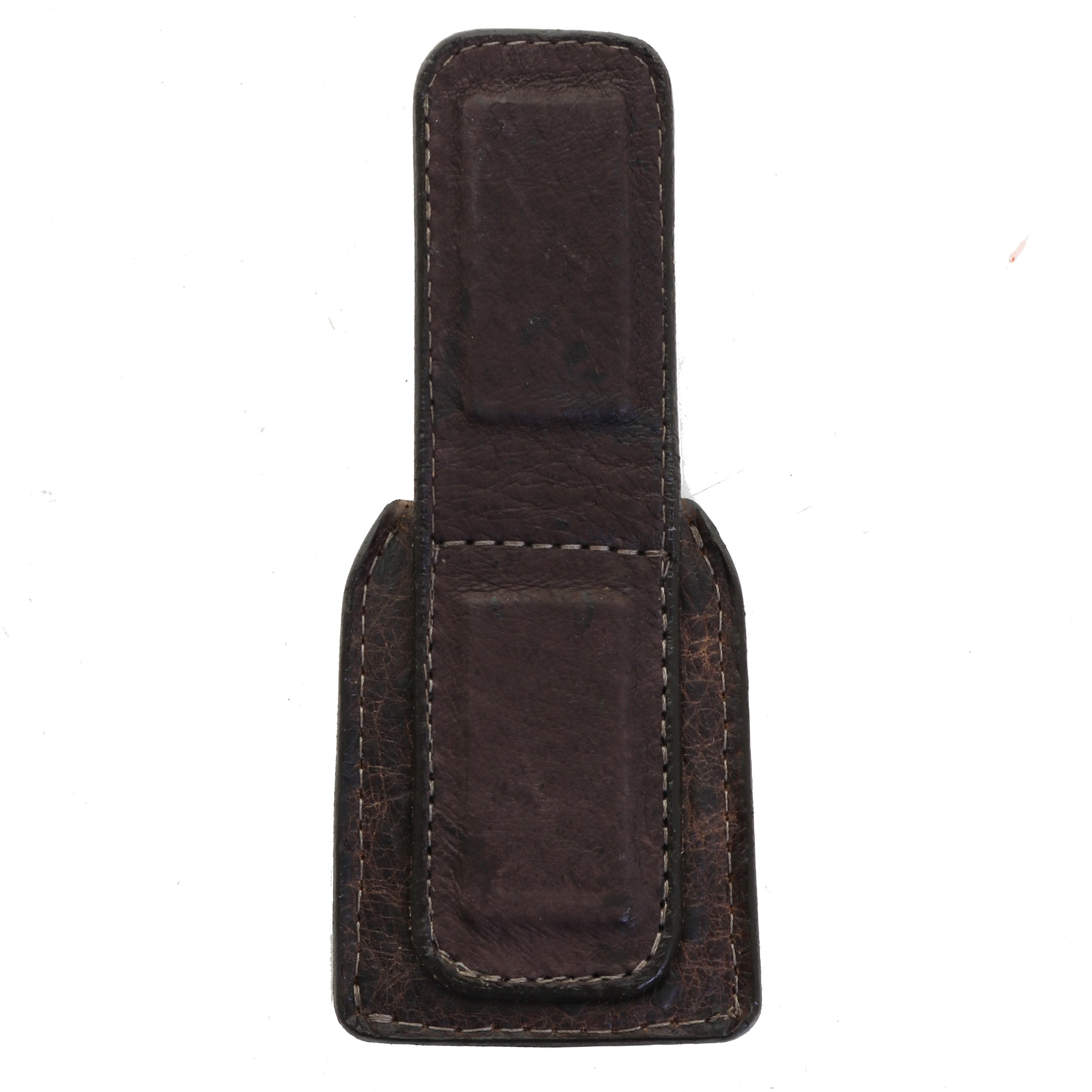 Fmmc05 - Brown Ostrich Print Flat Magnetic Money Clip Wallet