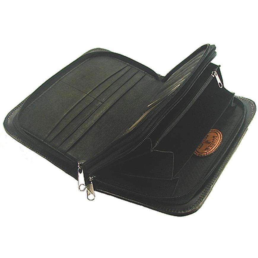 Co183 - Sunflower Tooled Pecan Vintage Clutch Organizer Handbag
