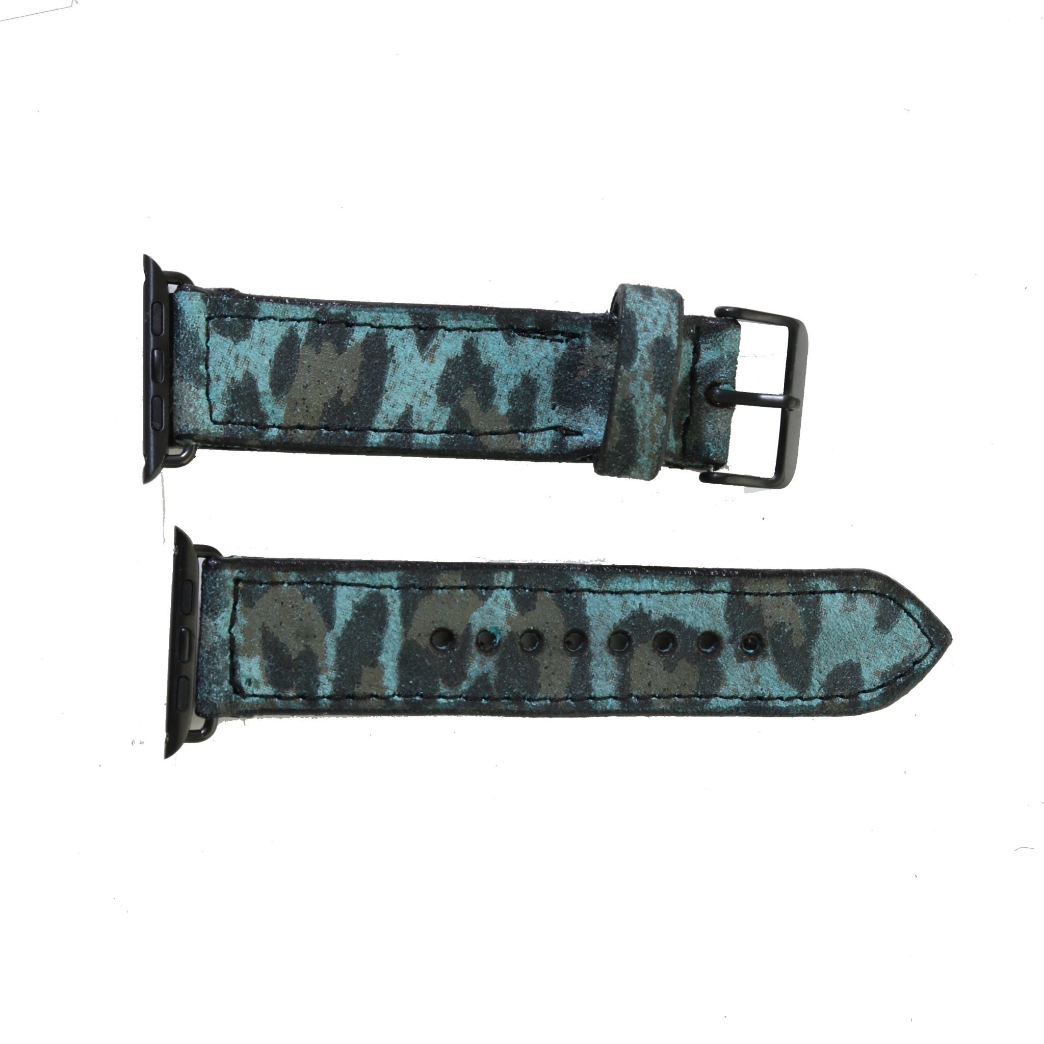 AWB08 - Turquoise Cheetah Suede Apple Watch Band - Double J Saddlery