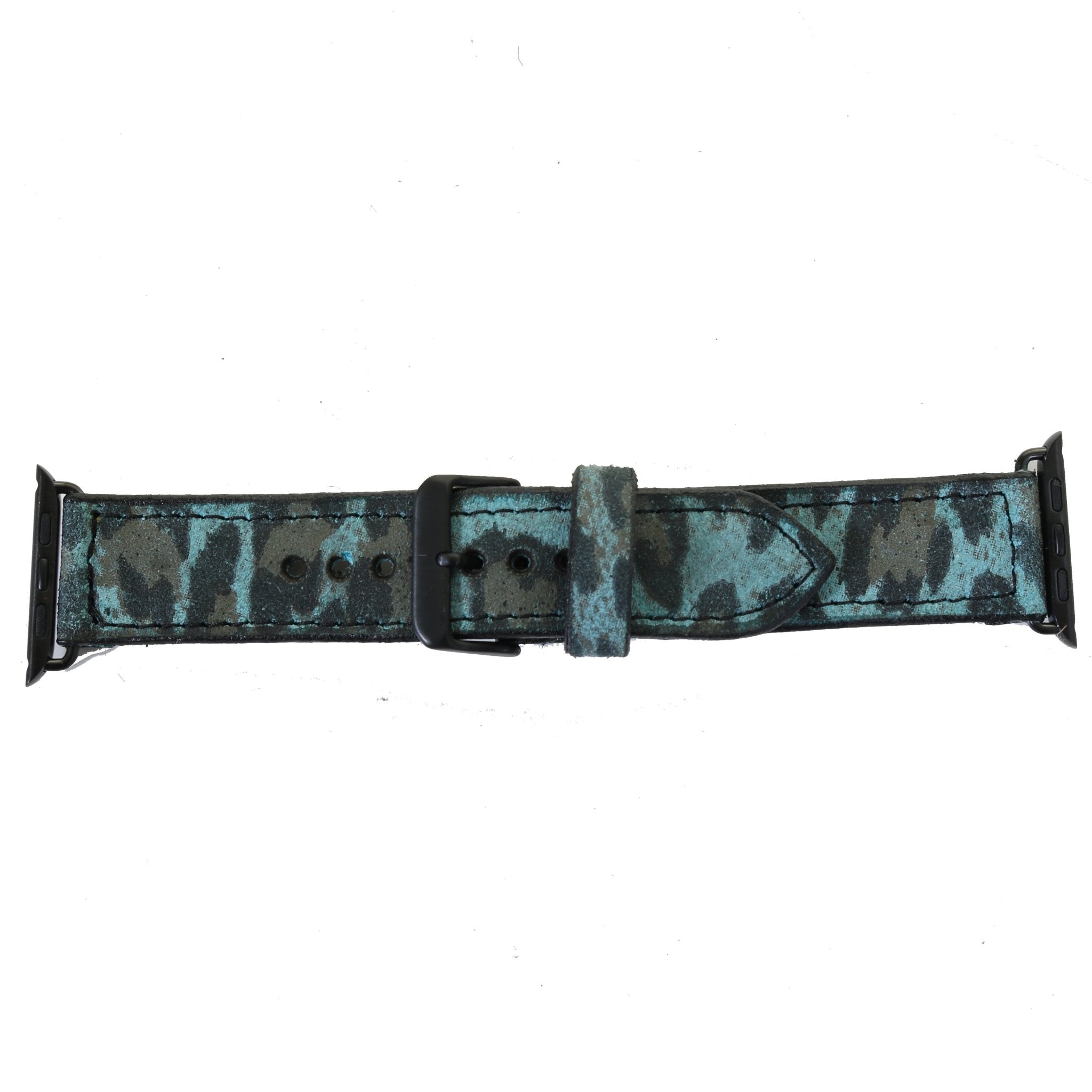 AWB08 - Turquoise Cheetah Suede Apple Watch Band - Double J Saddlery