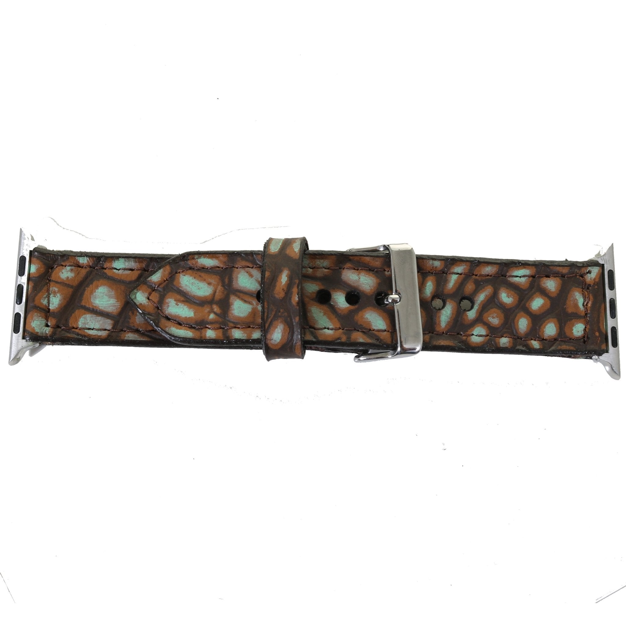 AWB10 - Rustic Patina Croc Print Apple Watch Band - Double J Saddlery